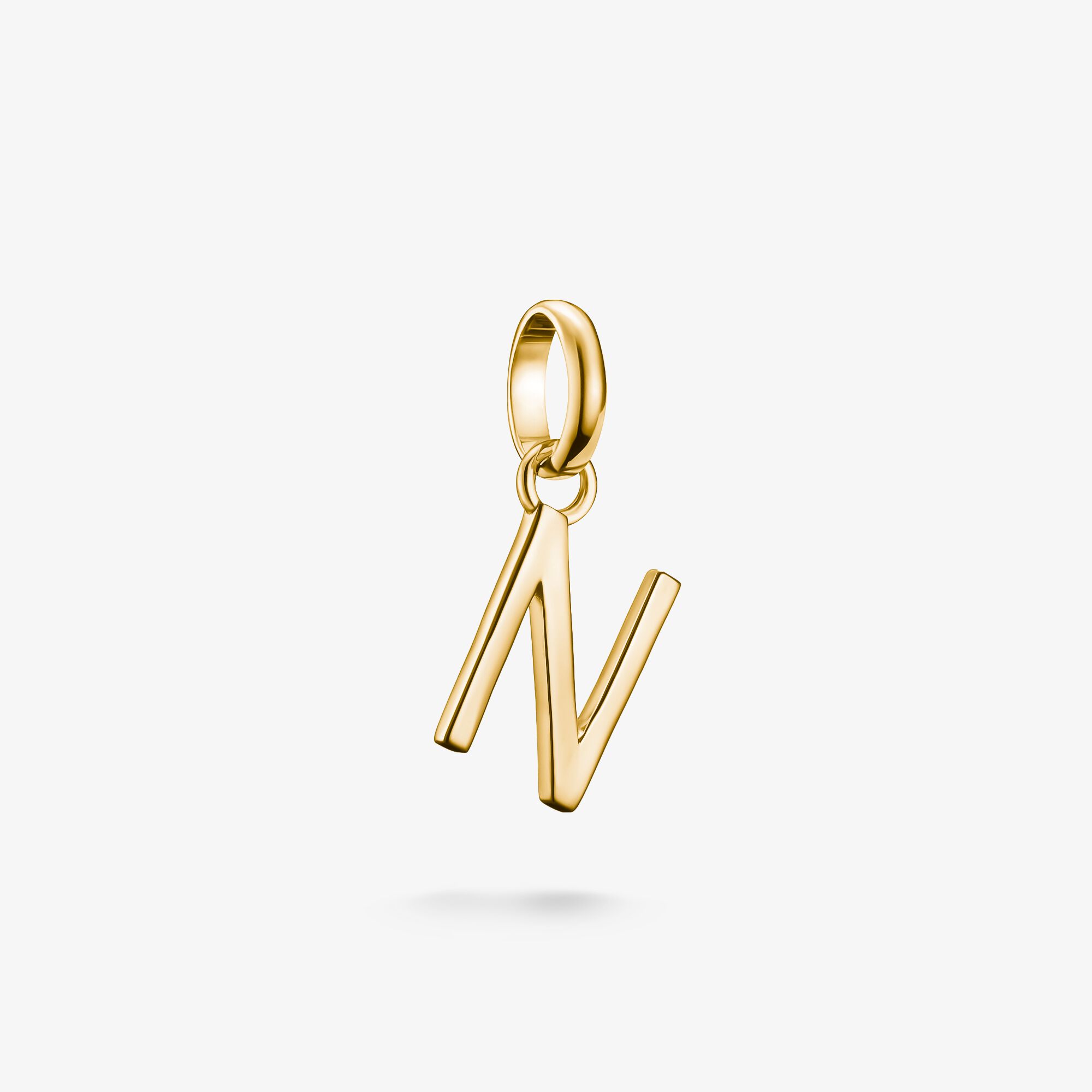 THOMAS SABO Pendentif Charm lettre N Connect plaqué or, Argent sterling doré or jaune, Taille: one size, femme