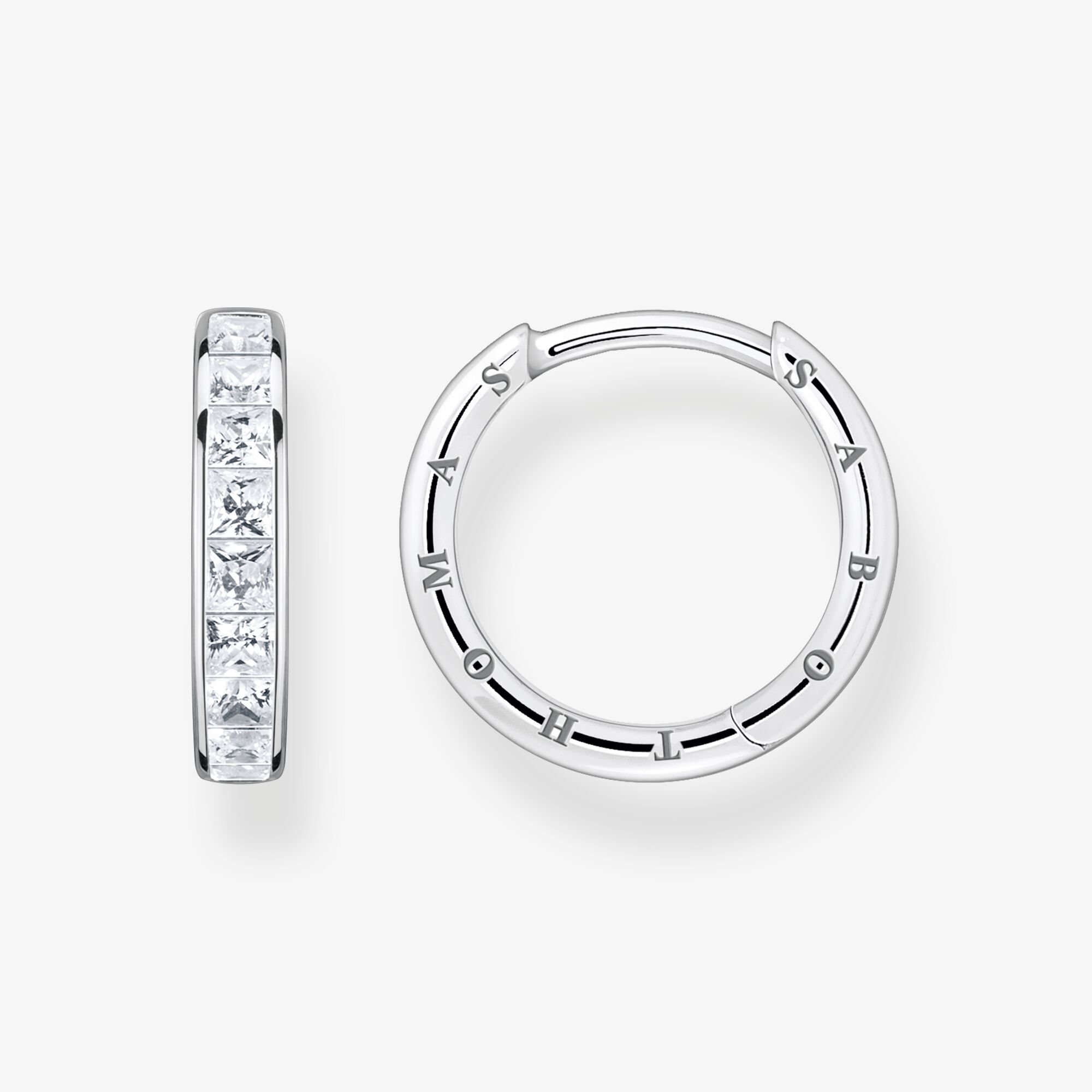 THOMAS SABO Créoles avec pierres blanches pavé argent, Argent sterling, Taille: one size, femme