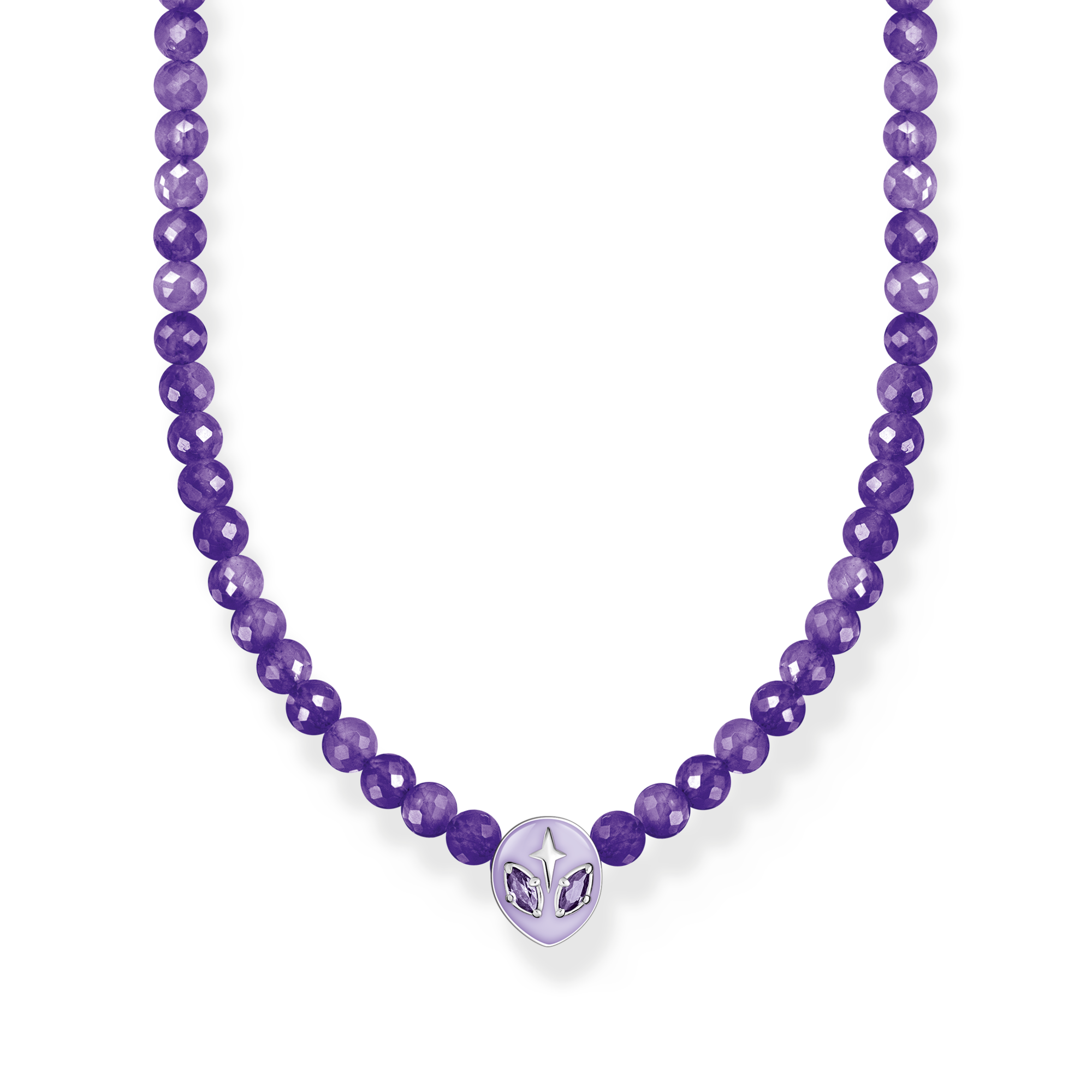 Thomas Sabo Kette Beads mit Alienkopf und violetter Kaltemaille Silber violett KE2199-041-13-L42V