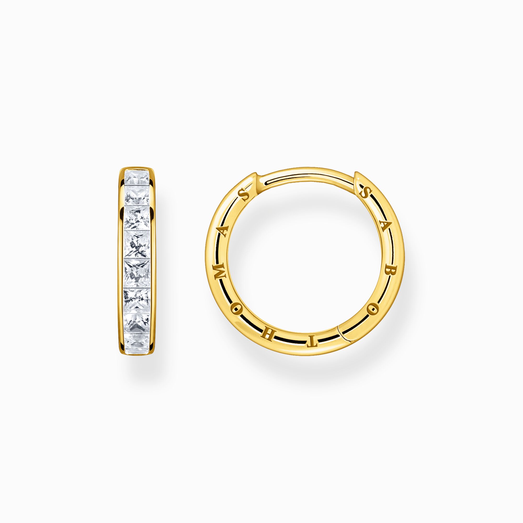 Hoop earrings with white stones pav&eacute; gold plated from the  collection in the THOMAS SABO online store