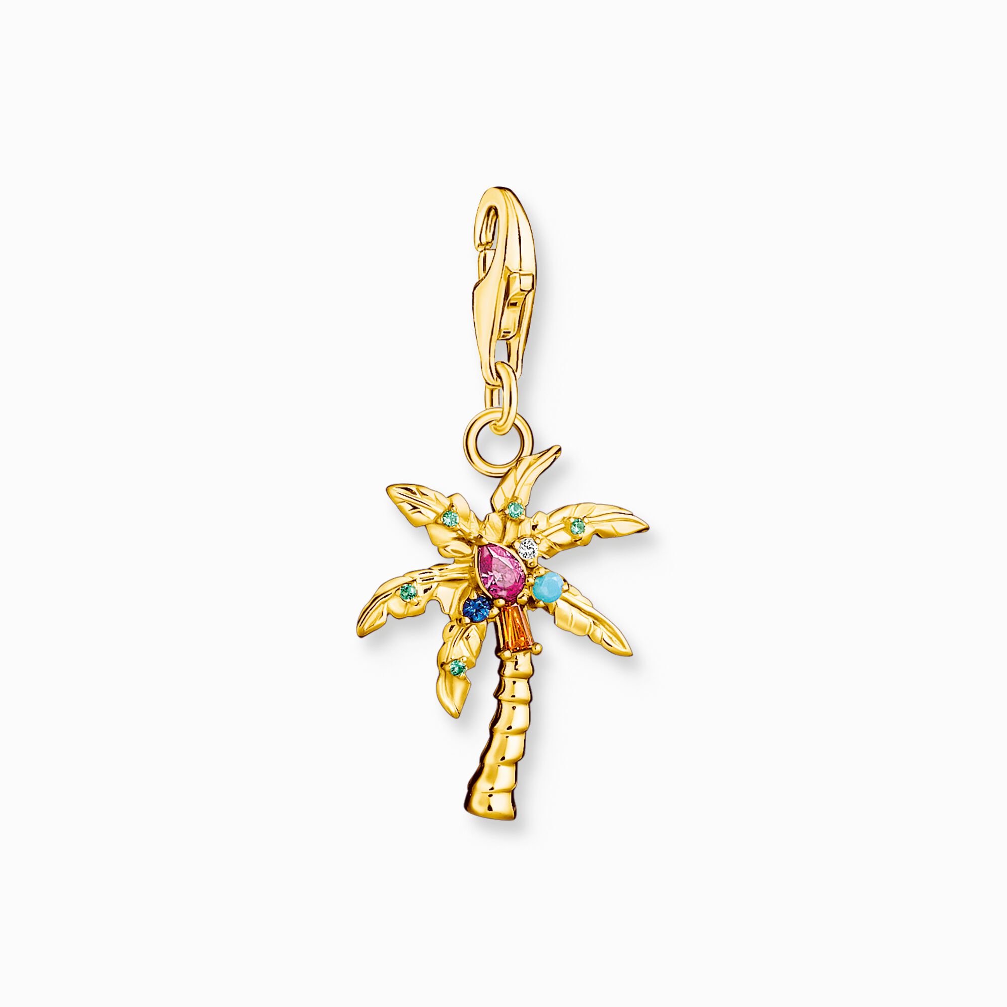 Charm pendant colourful palm tree gold plated from the Charm Club collection in the THOMAS SABO online store