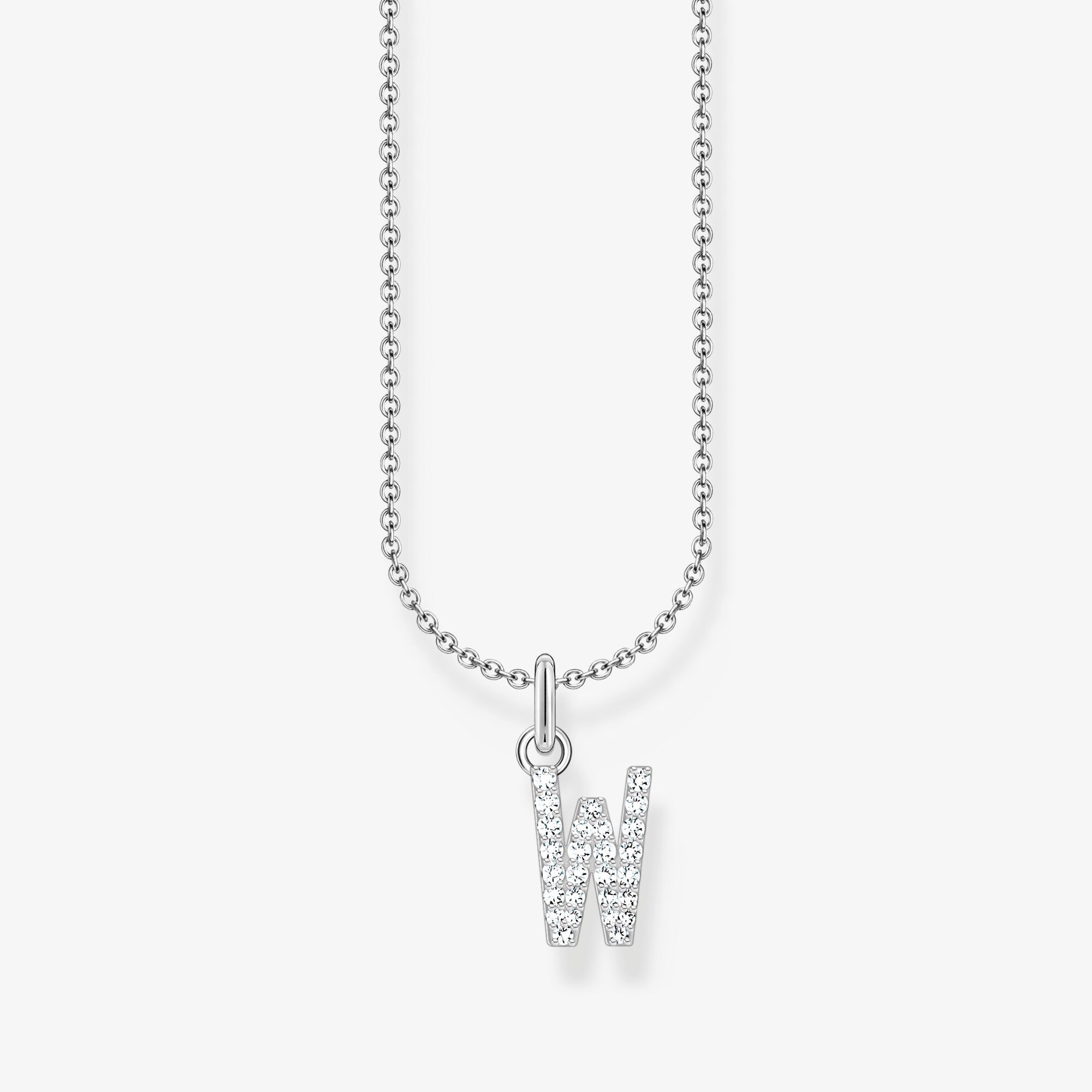 THOMAS SABO Kette mit Buchstaben-Anhänger W Silber, Sterlingsilber, Größe: 45 cm, Damen