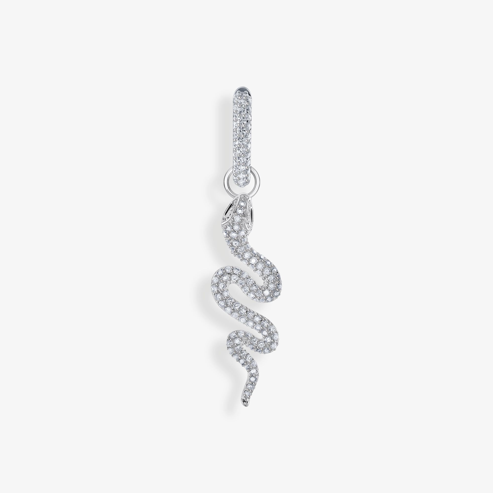 THOMAS SABO Boucle d'oreille simple serpent en argent avec pierres blanches, Argent sterling, Taille: one size, femme