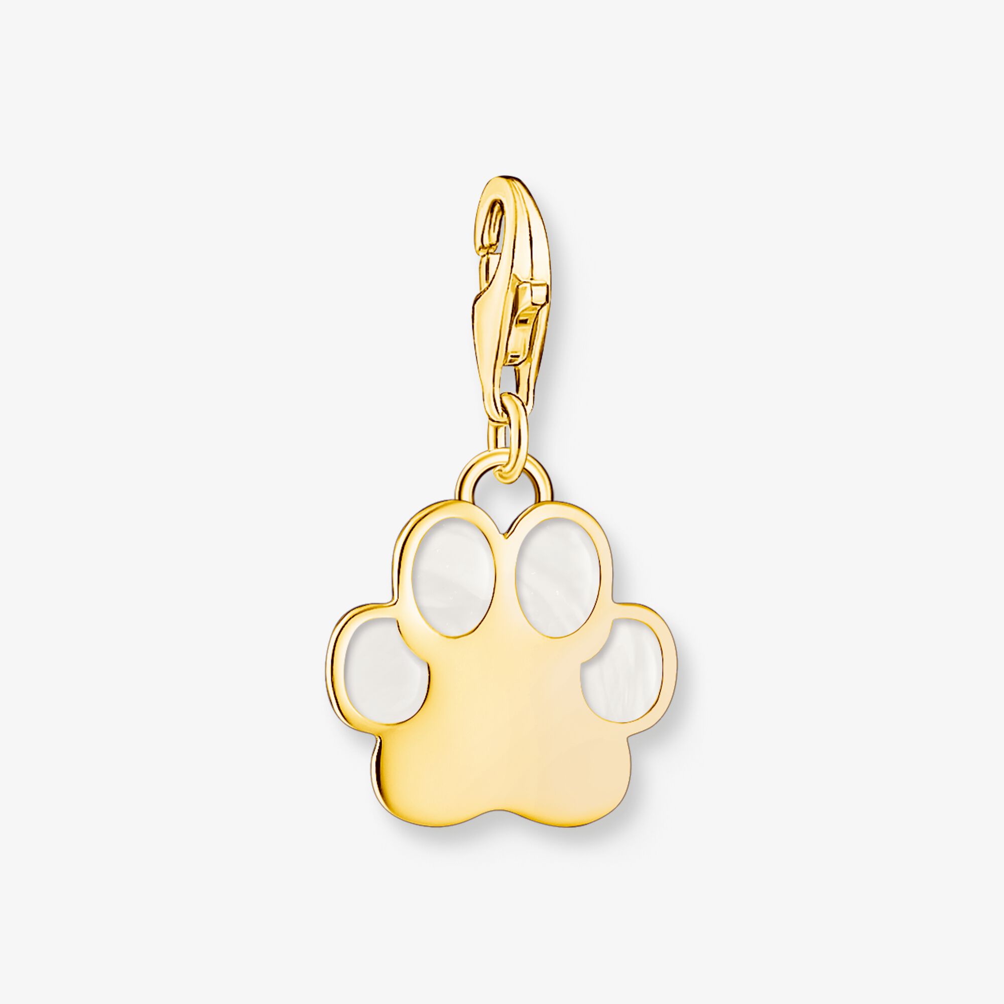 THOMAS SABO Pendentif Charm patte de chien orné d’émail à froid blanc, Argent sterling doré or jaune, Taille: one size, femme