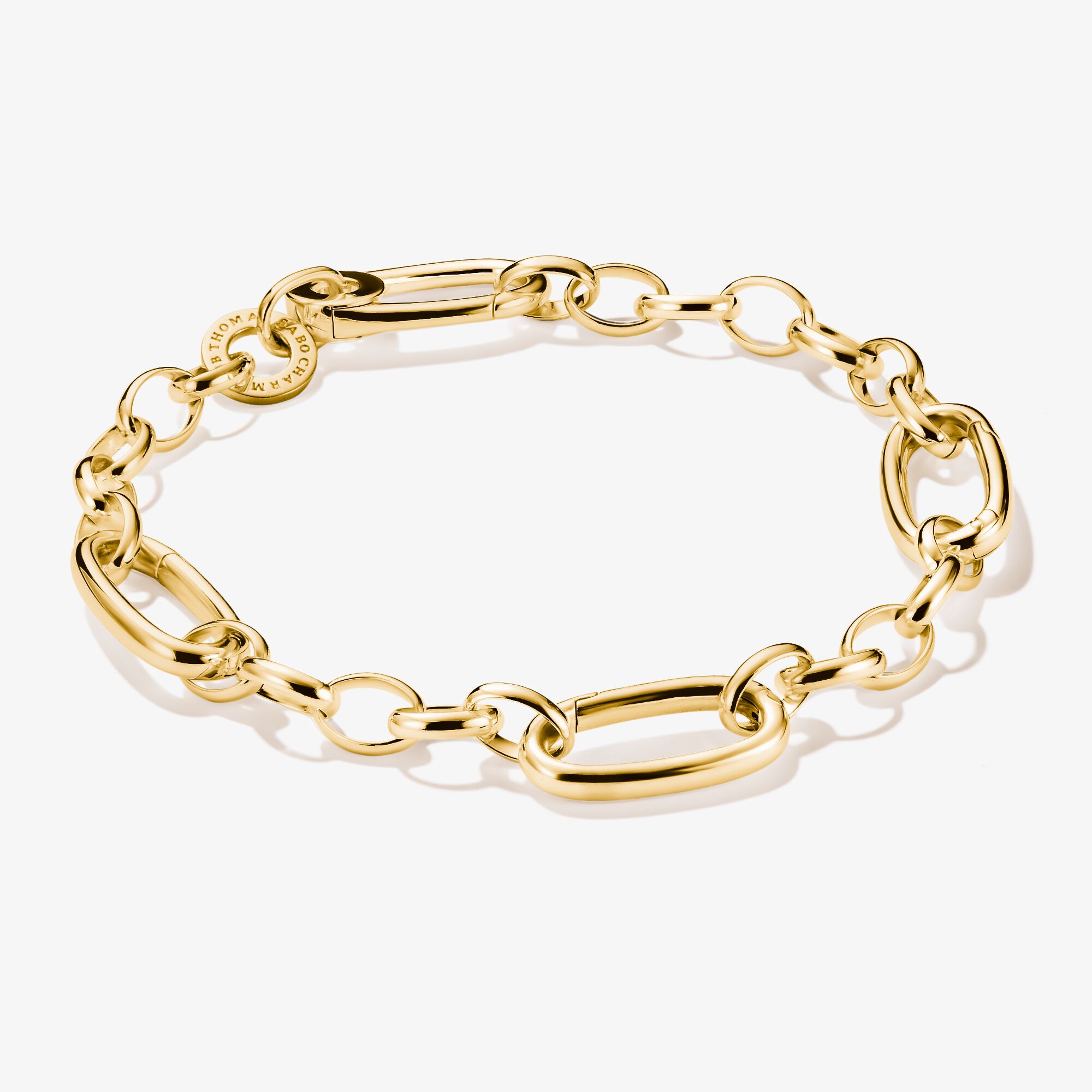 THOMAS SABO Bracelet Charm avec trois Connect Links plaqué or Argent sterling doré or jaune, Taille: 19 cm, pour femme