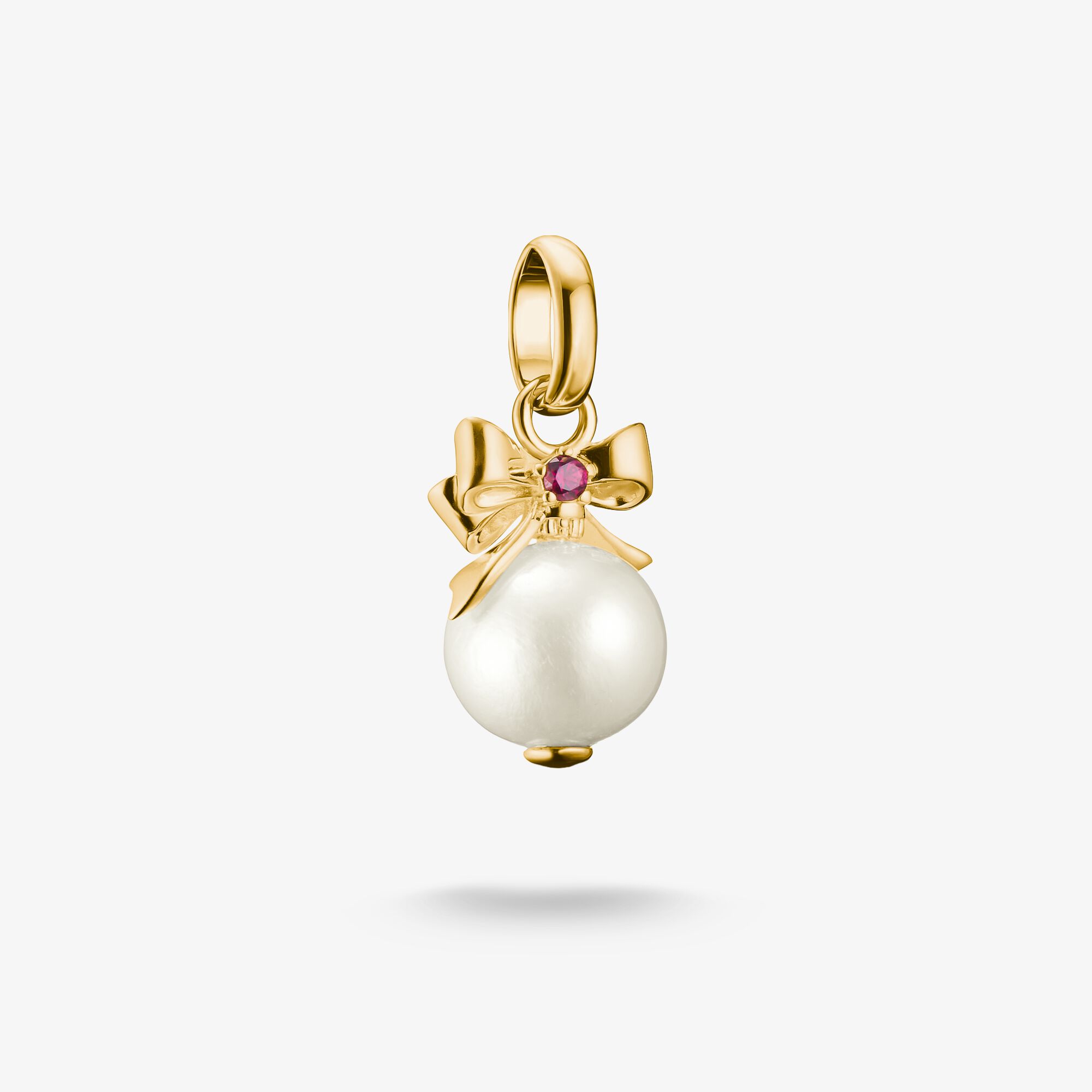 THOMAS SABO Charm-Anhänger Perle mit Schleife Connect 18 Vergoldung, Sterlingsilber Gelbgold vergoldet, Größe: one size, Damen