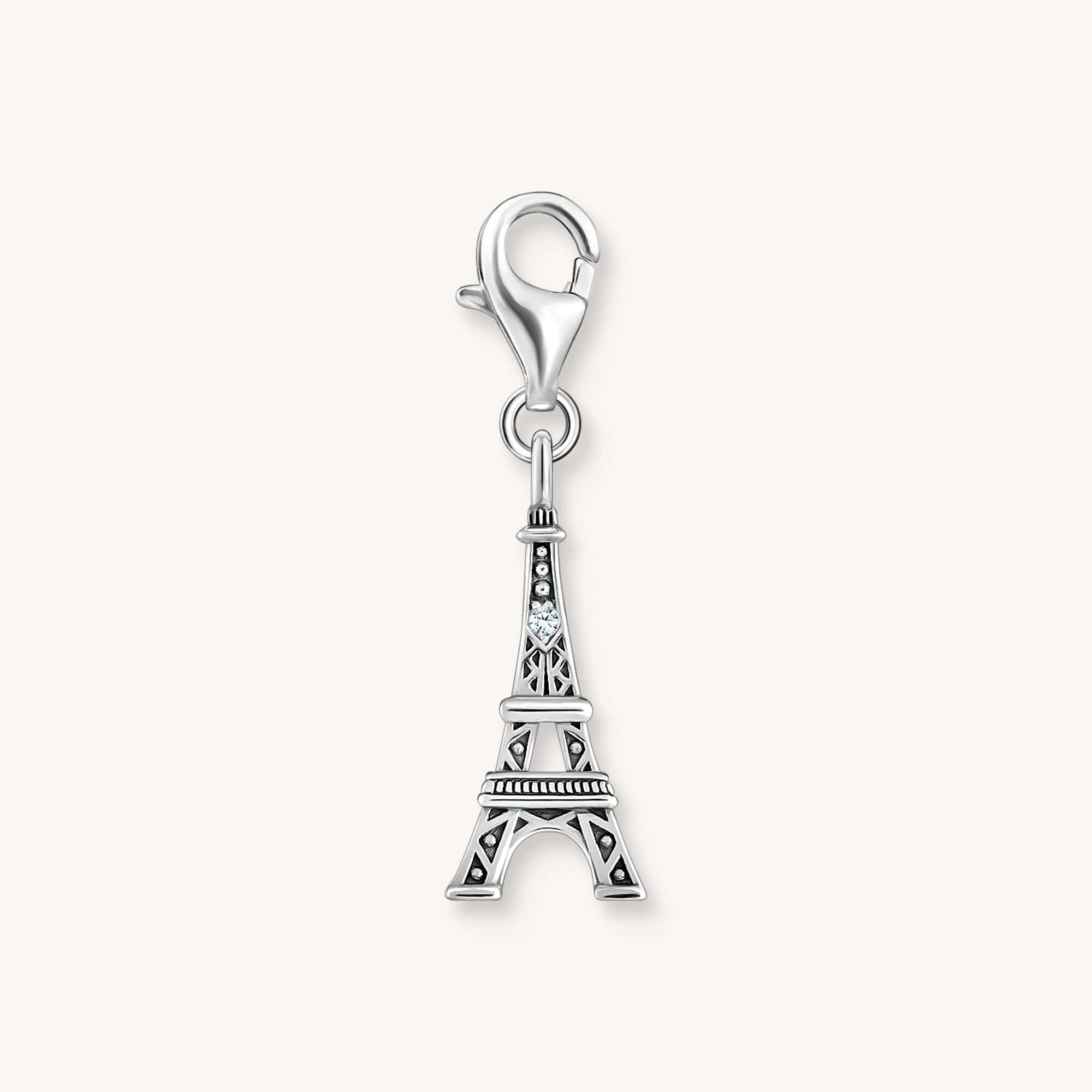 Charme Avion Thomas Sabo En Argent Sterling 925 - Noirci, Zircones Cubiques, 31x16 Mm