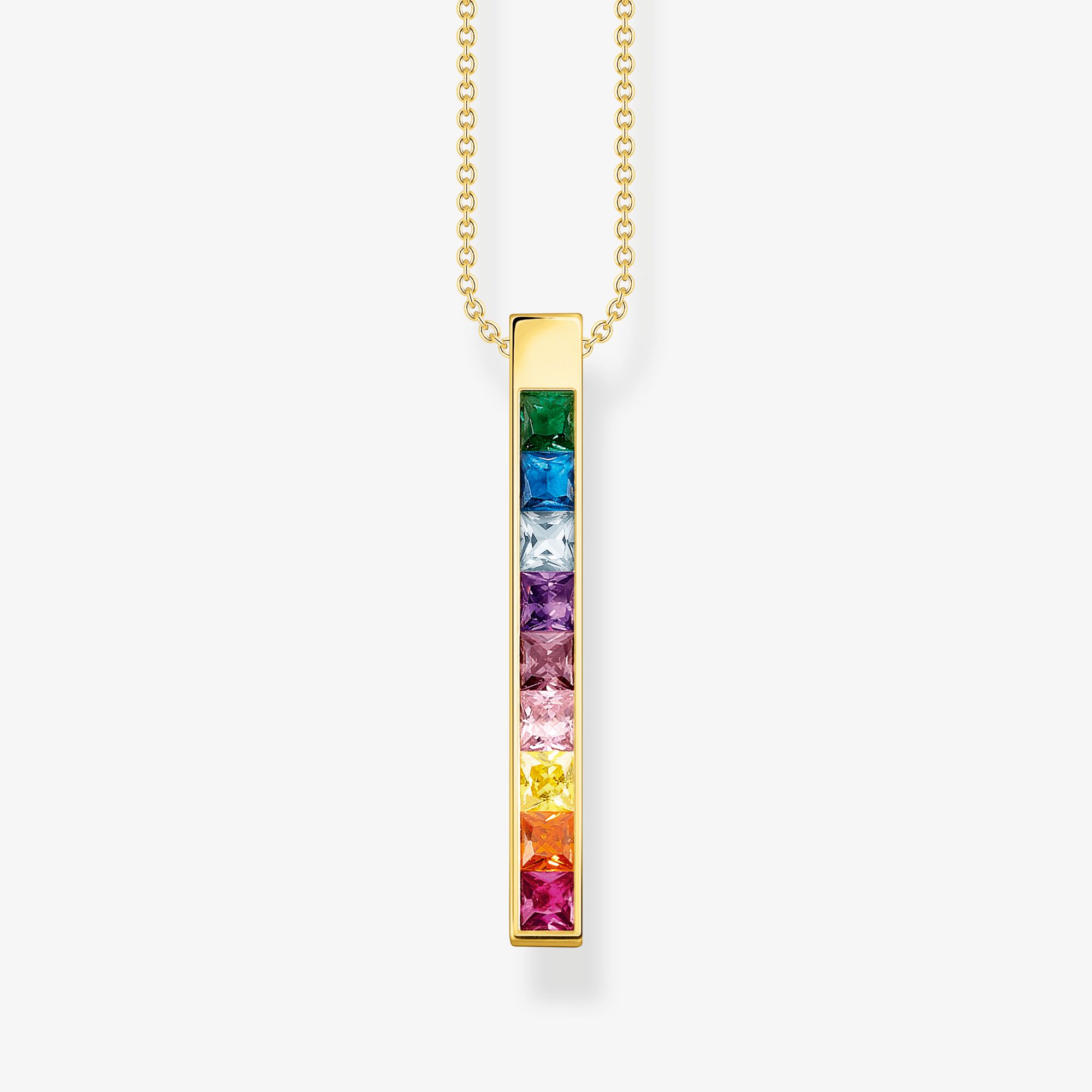 THOMAS SABO Chaîne pierres colorées or, Argent sterling doré or jaune, Taille: 45 cm, femme