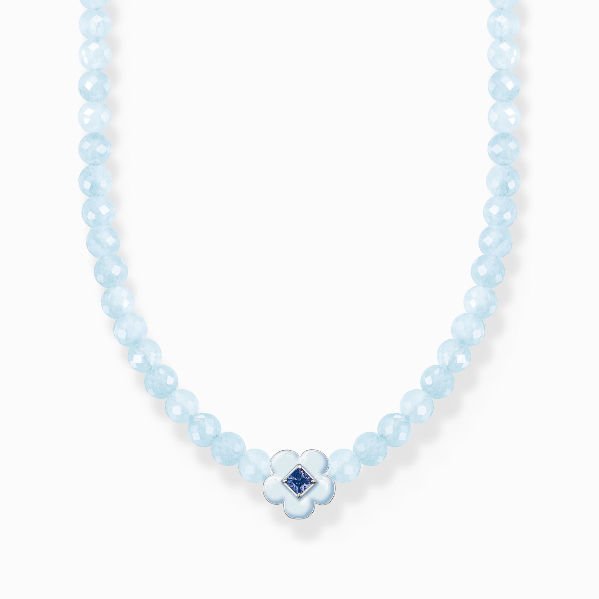 Choker fleur avec bleue beads de jade de la collection Charming Collection dans la boutique en ligne de THOMAS SABO
