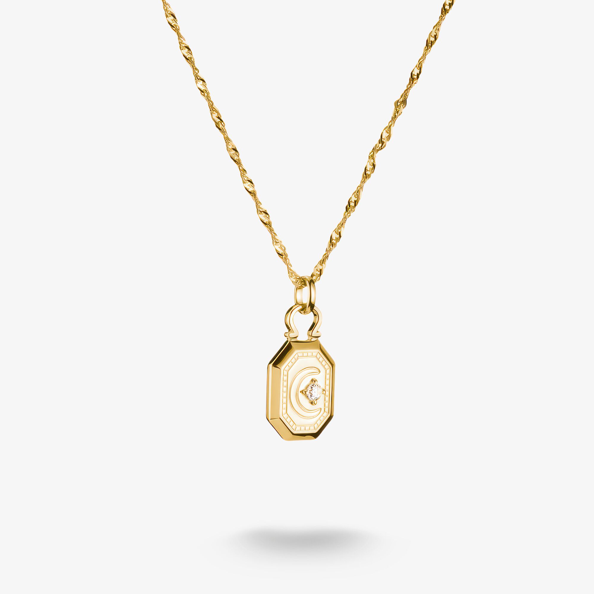 THOMAS SABO Chaîne Chaîne de lune Elyndra Plaqué or 18 carats, Argent sterling doré or jaune, Taille: 50 cm, femme