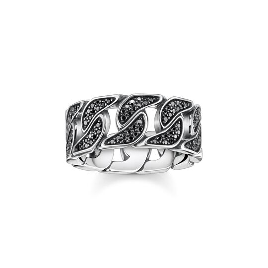 Ring blackened links with black stones from the  collection in the THOMAS SABO online store