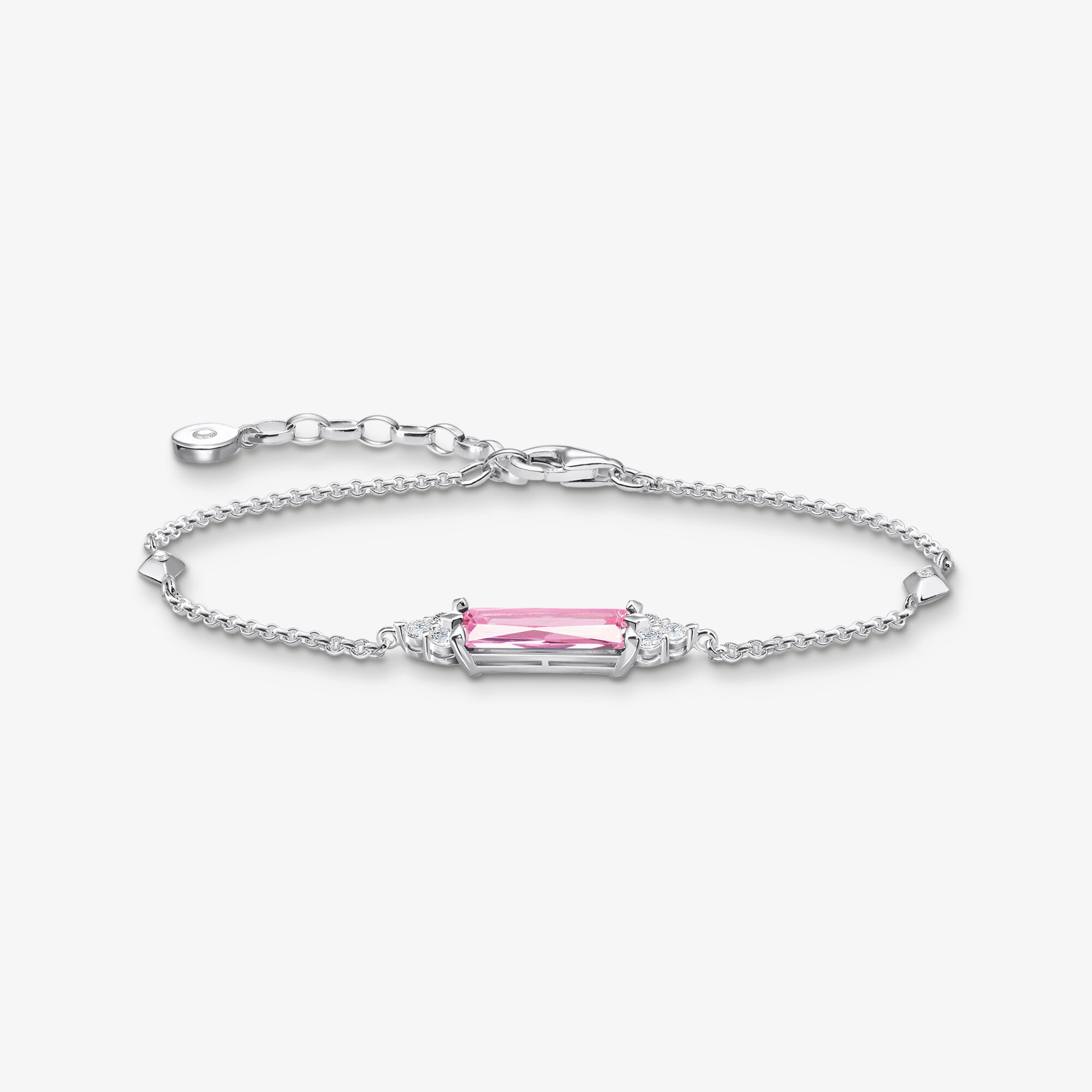 THOMAS SABO Armband mit pinken und weißen Steinen Silber, Sterlingsilber, Größe: 19 cm, Damen