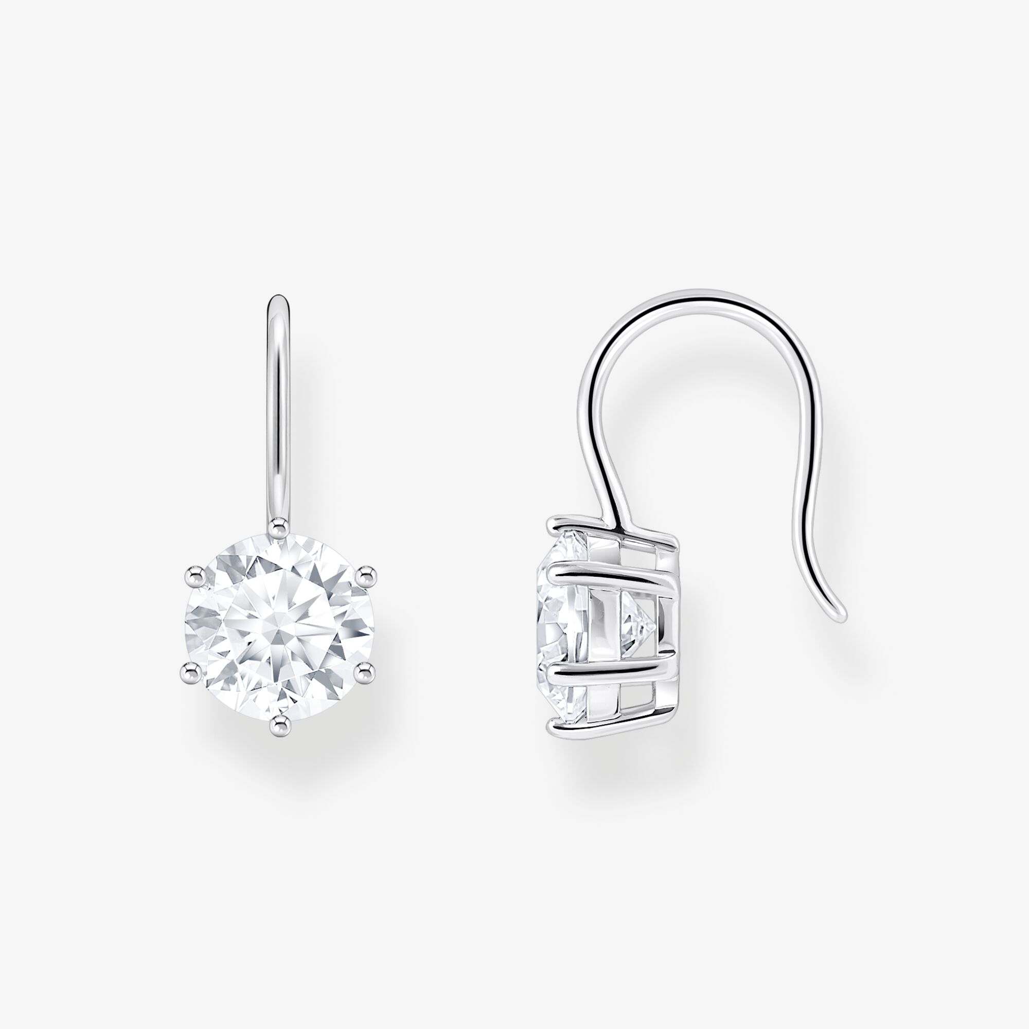 THOMAS SABO Pendants d’oreilles avec grande zircone blanche, argent, Argent sterling, Taille: one size, femme