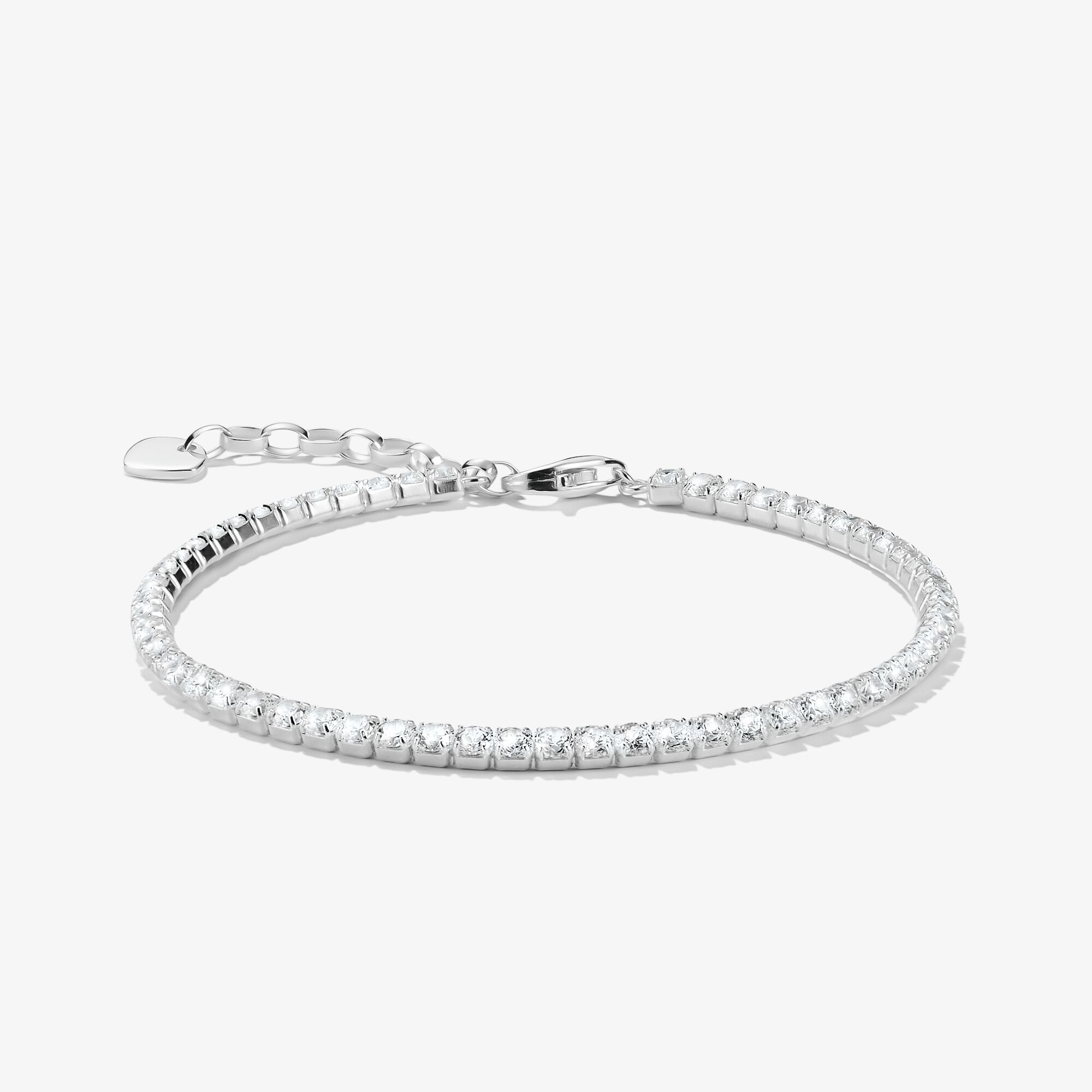 THOMAS SABO Bracelet en argent avec pierres en zirconium blanc, Argent sterling, Taille: 19 cm, femme