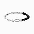 Bracelet with black onyx beads and chain links silver from the  collection in the THOMAS SABO online store