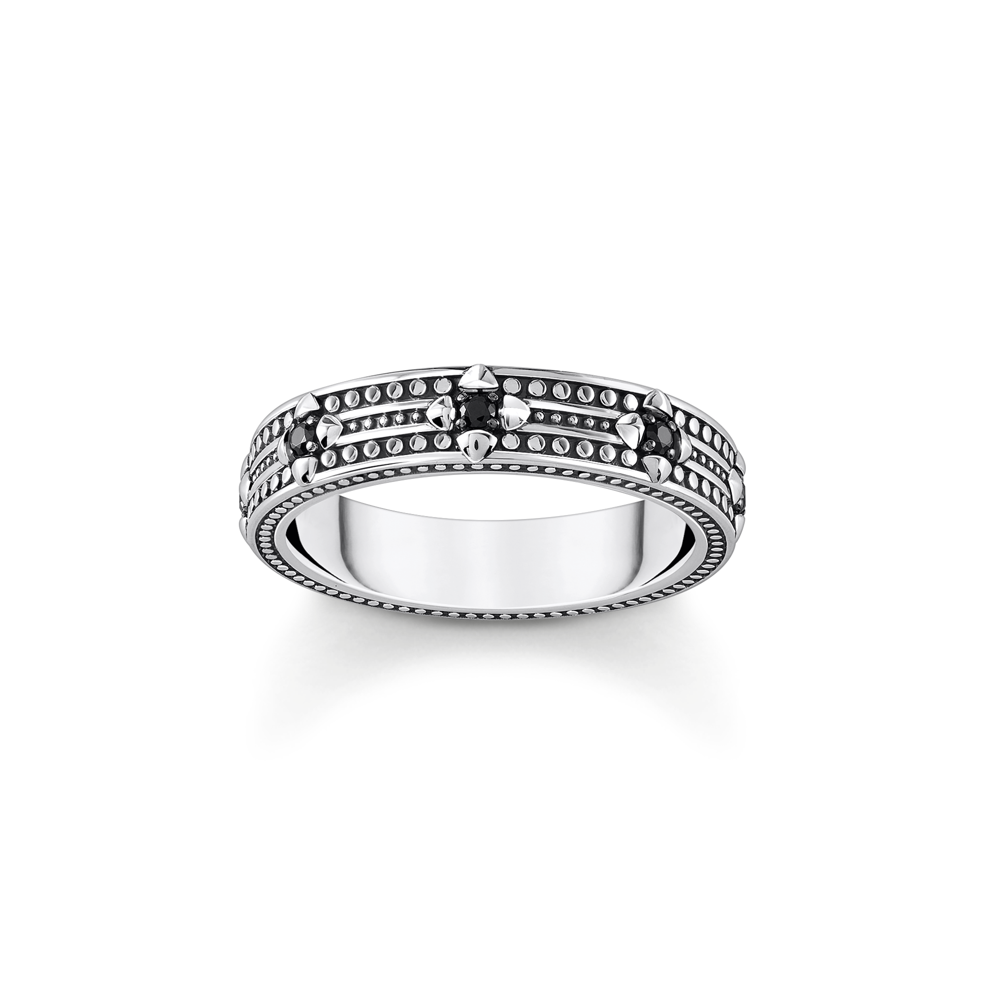 Thomas Sabo Ring mit Muster und schwarzen Steinen Silber geschwärzt schwarz TR2465-643-11-54