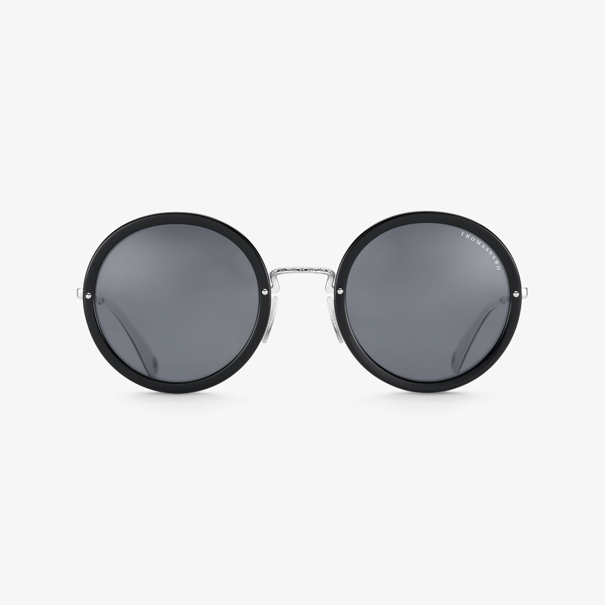 THOMAS SABO Lunettes de soleil Romy rondes ethnique Argent Sterling noirci, Taille: A, pour femme