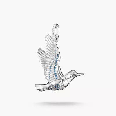 Pendentif martin-pêcheur avec pierres multicolores
