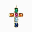 Pendant cross colourful stones, gold, large from the  collection in the THOMAS SABO online store