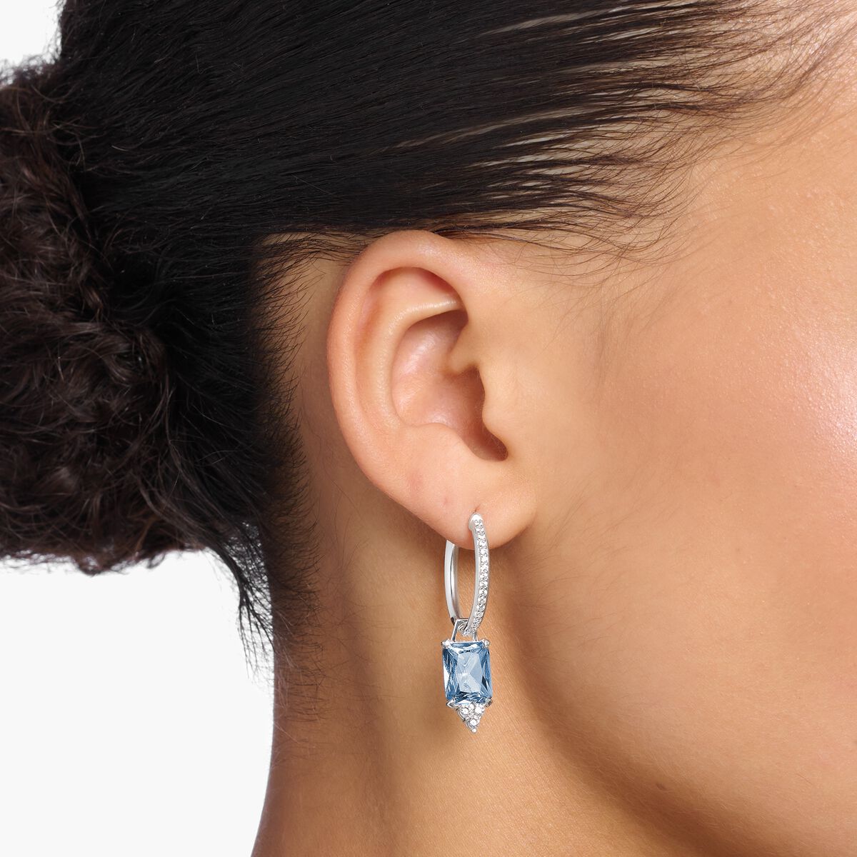 Creolen mit Anhänger & blauen Steinen, Silber | THOMAS SABO