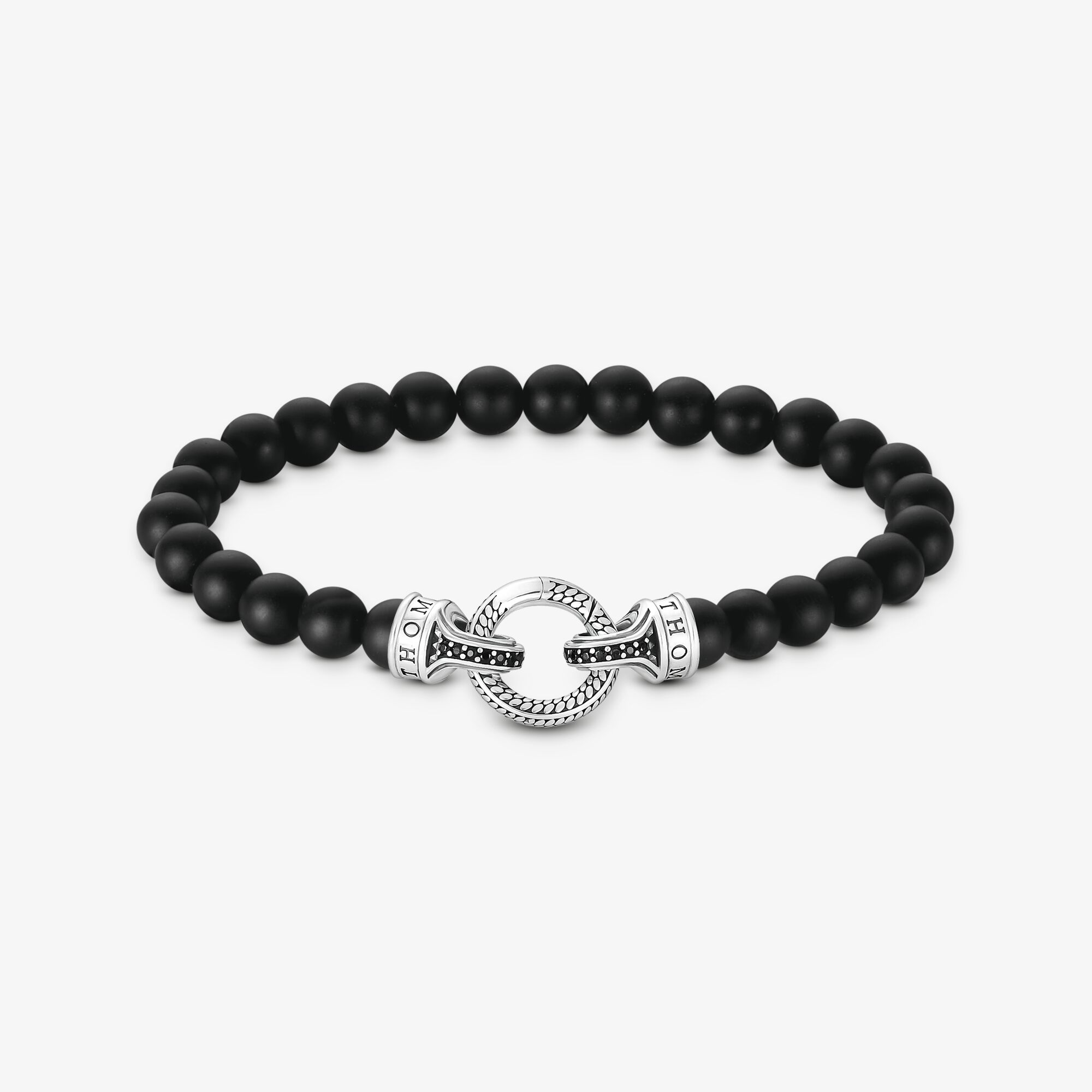 THOMAS SABO Armband Obsidian-Beads Silber, Sterlingsilber, Größe: 21 cm, Unisex