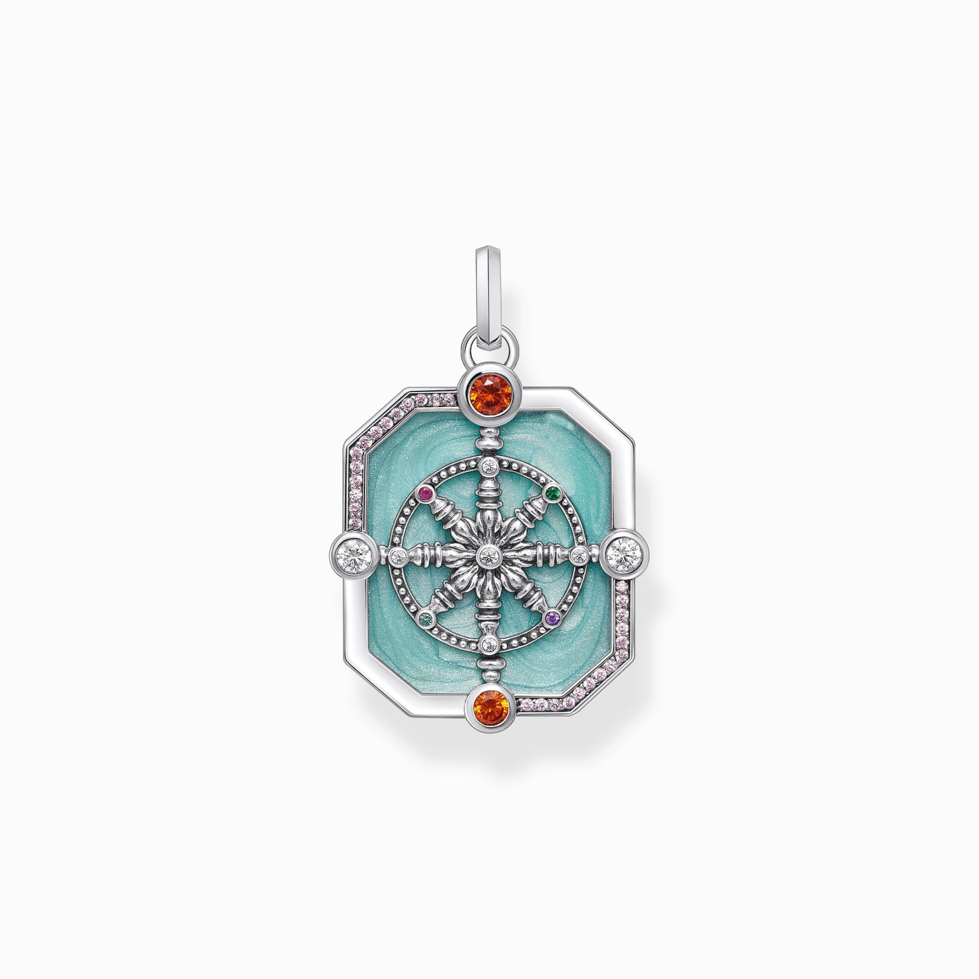Silver octagon-shaped pendant with cold enamel and stones from the  collection in the THOMAS SABO online store