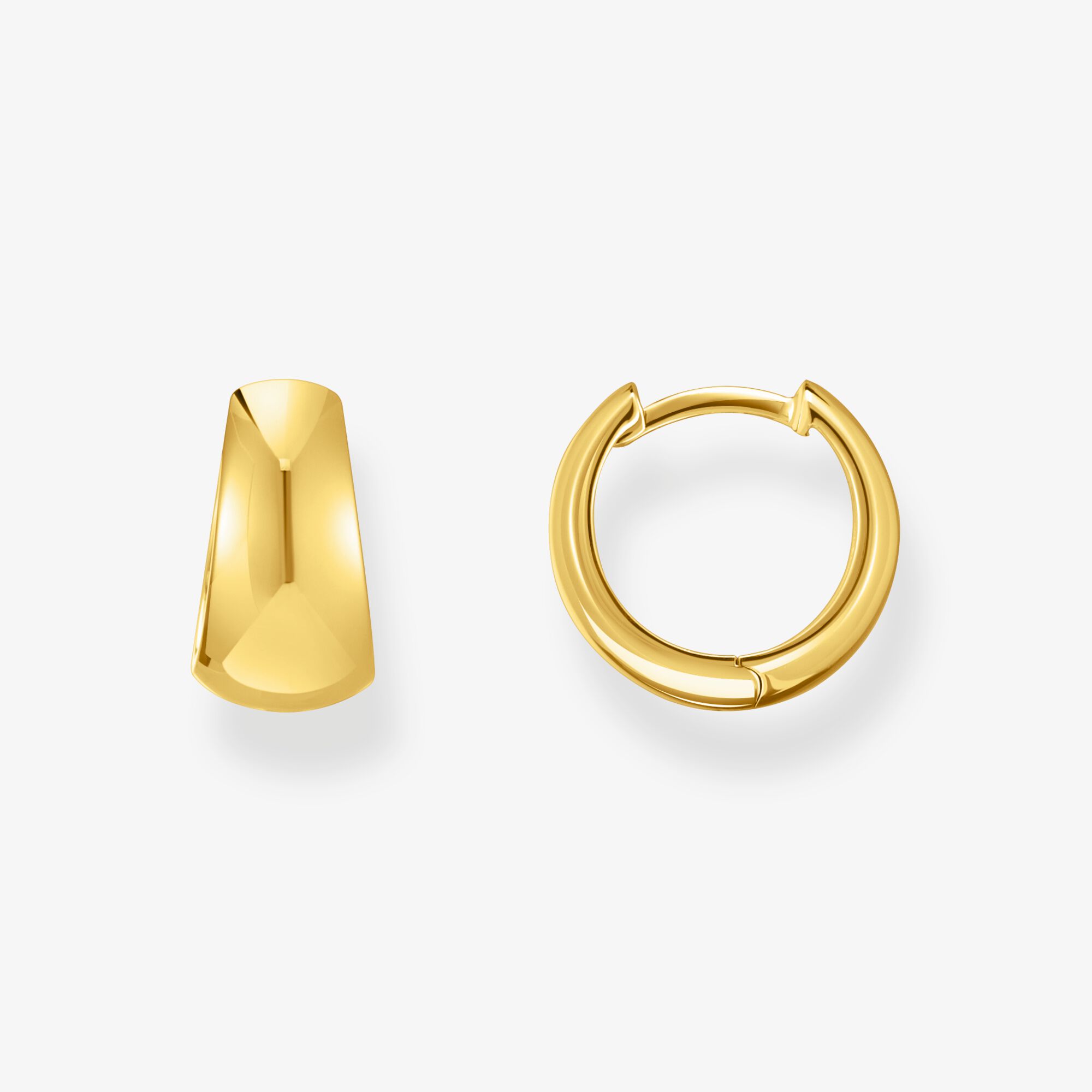 THOMAS SABO Guldpläterade klassiska örhängen i tjock, trapetsformad ring, 925 sterlingsilver guldpläterat gult guld, Storlek: one size, för damer