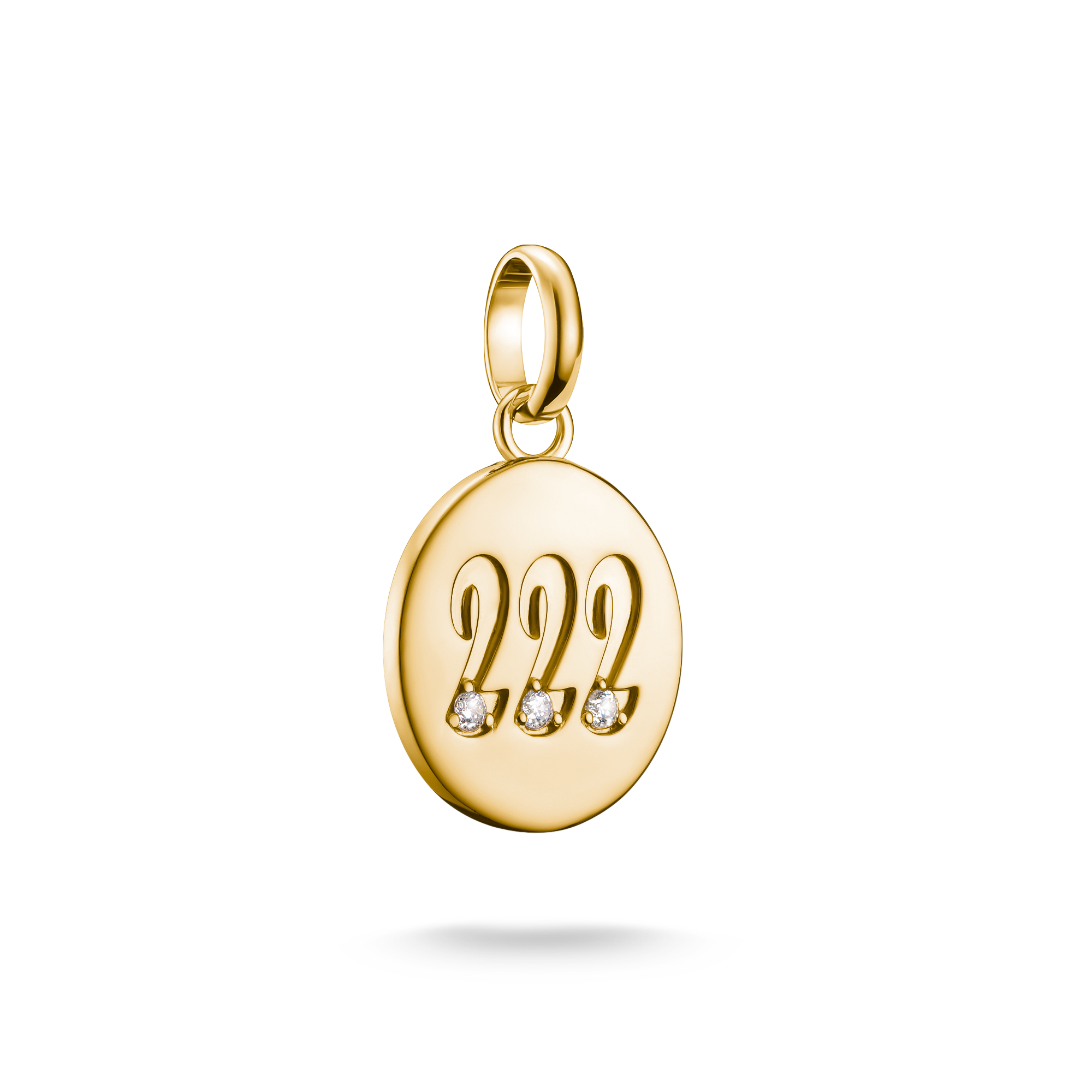 Thomas Sabo Charm-Anhänger Engelzahl 222 mit Steinen Connect vergoldet mit Gravur weiß CC1249-414-14