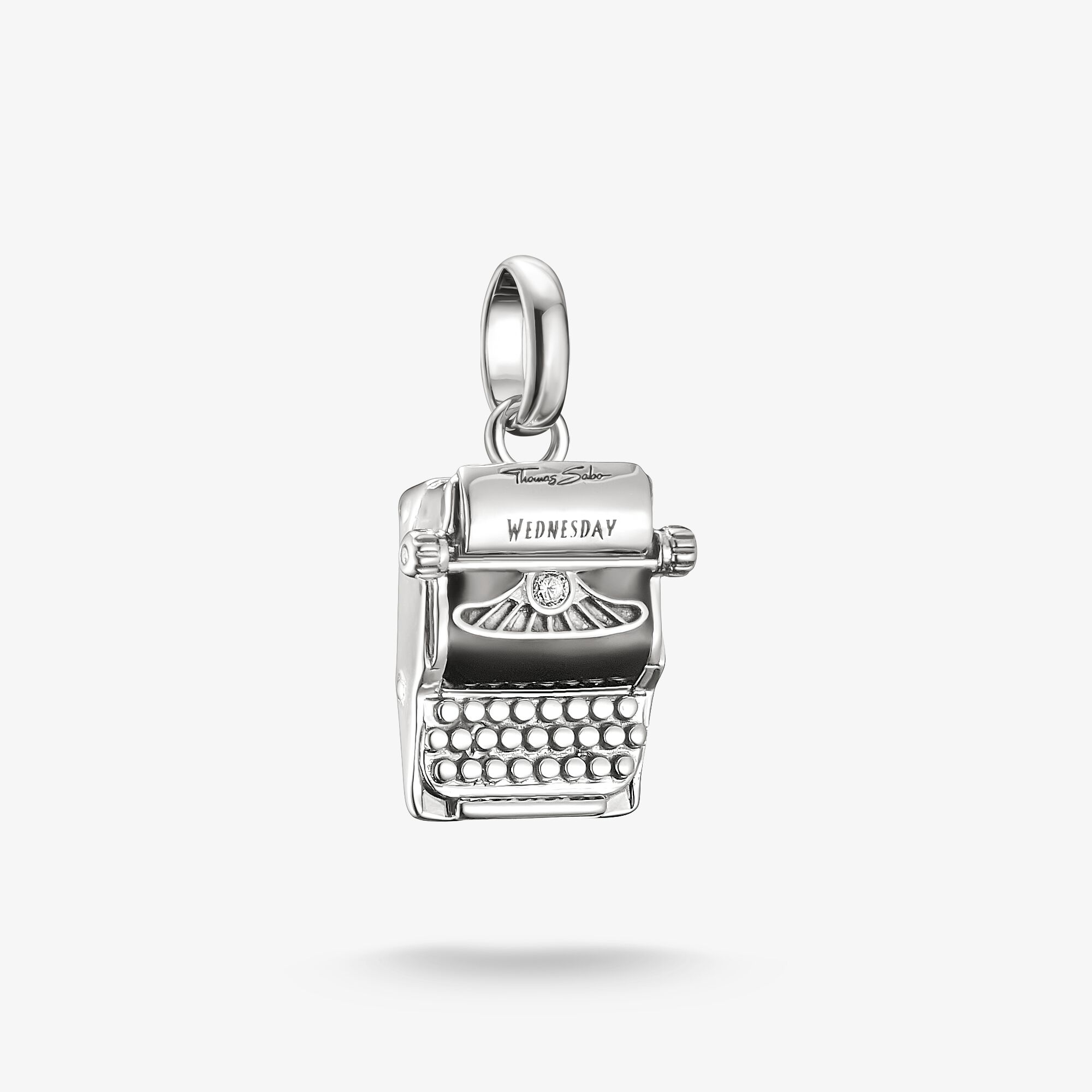 THOMAS SABO Pendentif Charm Machine à écrire Zircone Mercredi Connect Argent, Argent sterling, Taille: one size, Unisex
