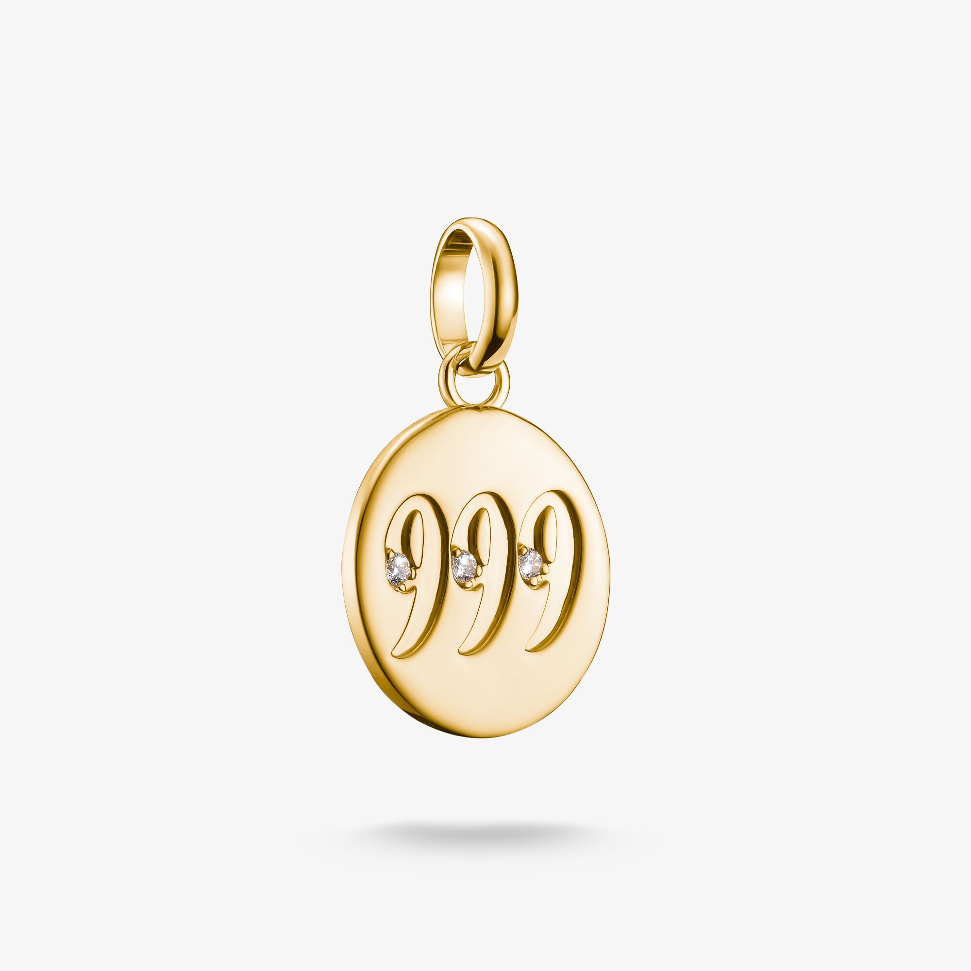 THOMAS SABO Charm-hängsmycke Ängelnummer 999 med stenar Connect guldpläterad, 925 sterlingsilver guldpläterat gult guld, Storlek: one size, för damer