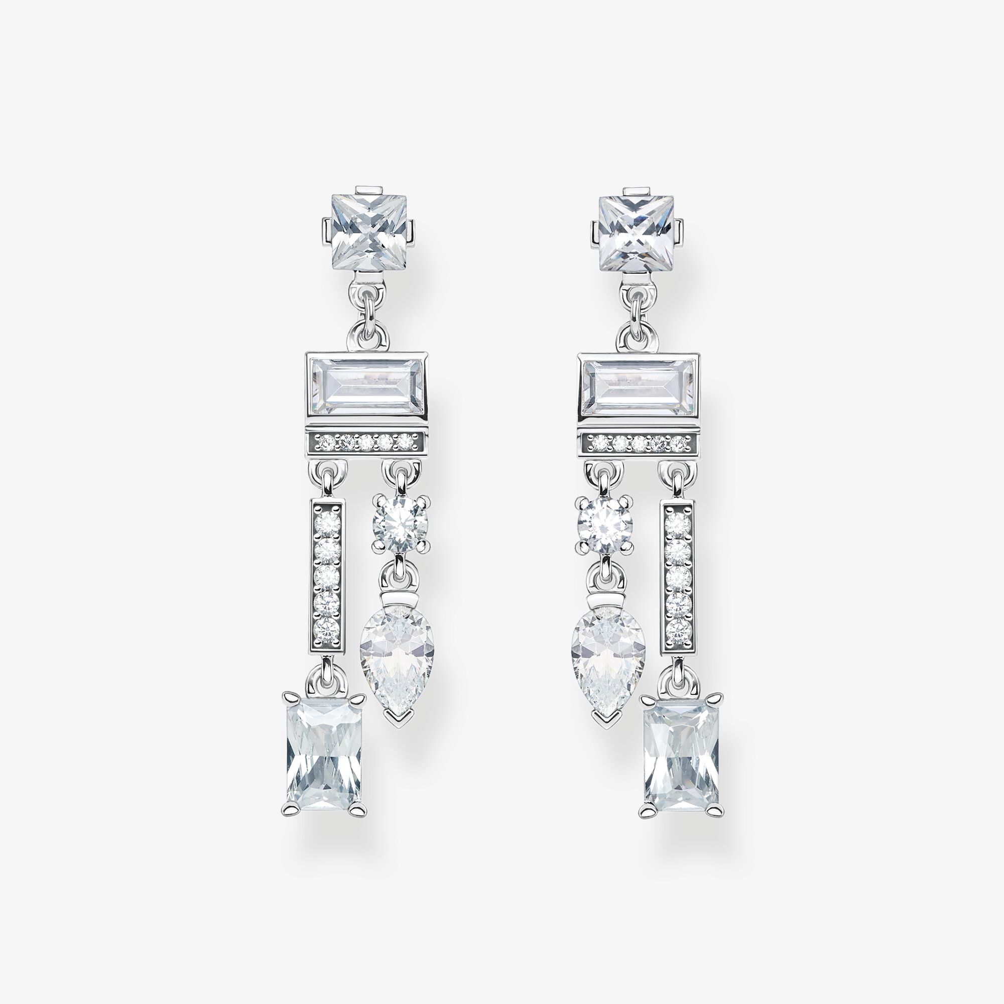 THOMAS SABO Ohrringe weißer Formenmix, Sterlingsilber, Größe: one size, Damen