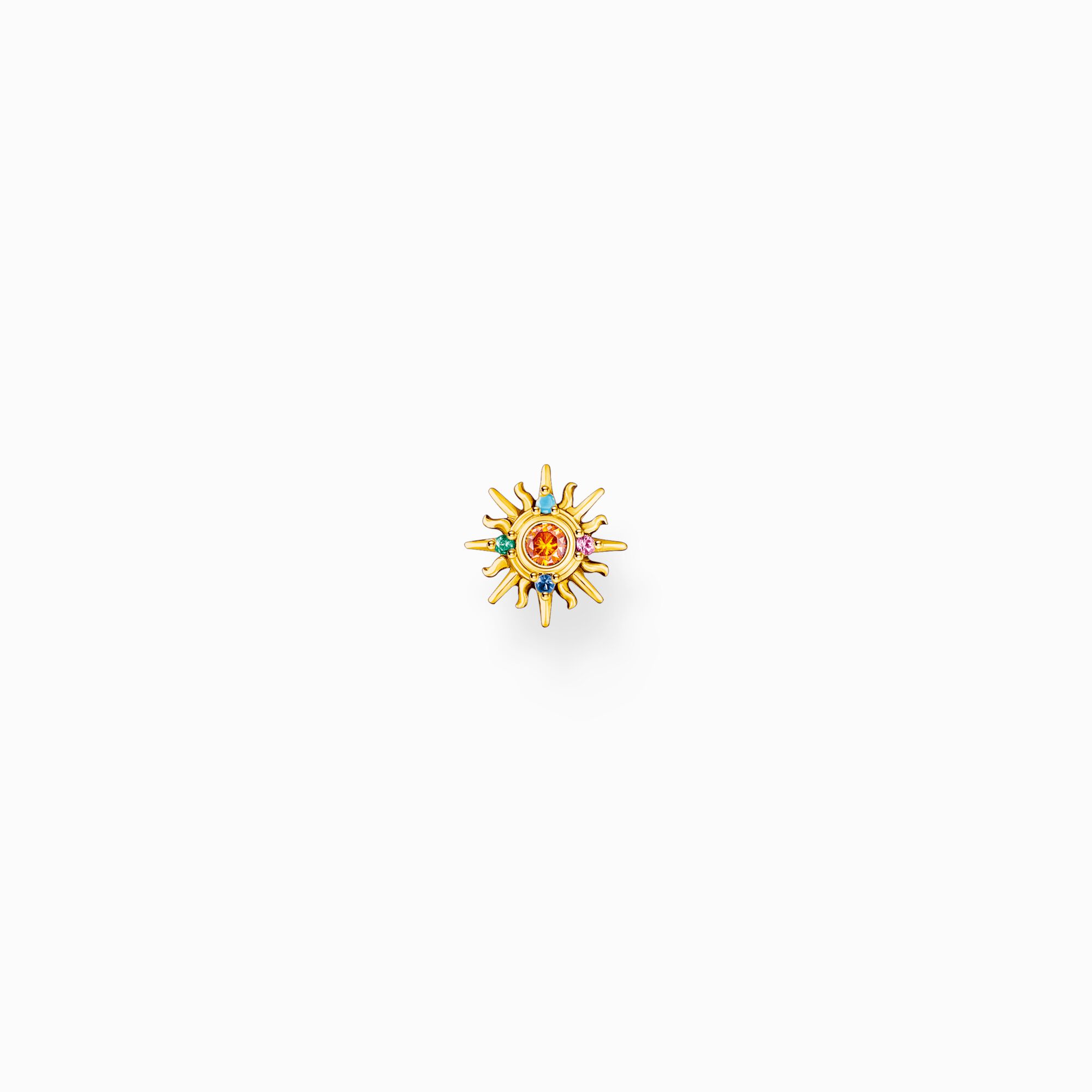 Gold-plated single ear stud sun with colourful stones from the Charming Collection collection in the THOMAS SABO online store