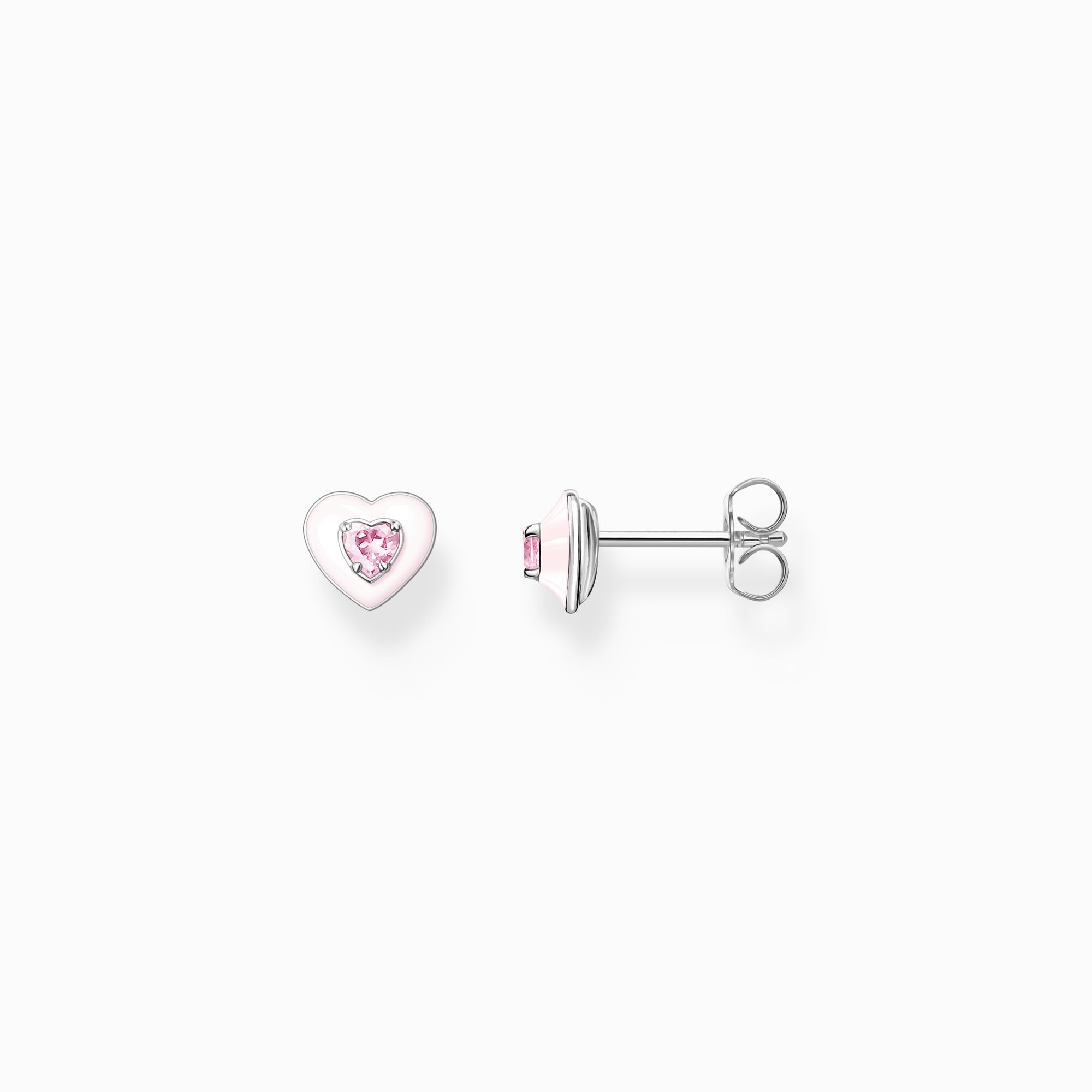 Ear studs heart with pink stones silver from the Charming Collection collection in the THOMAS SABO online store