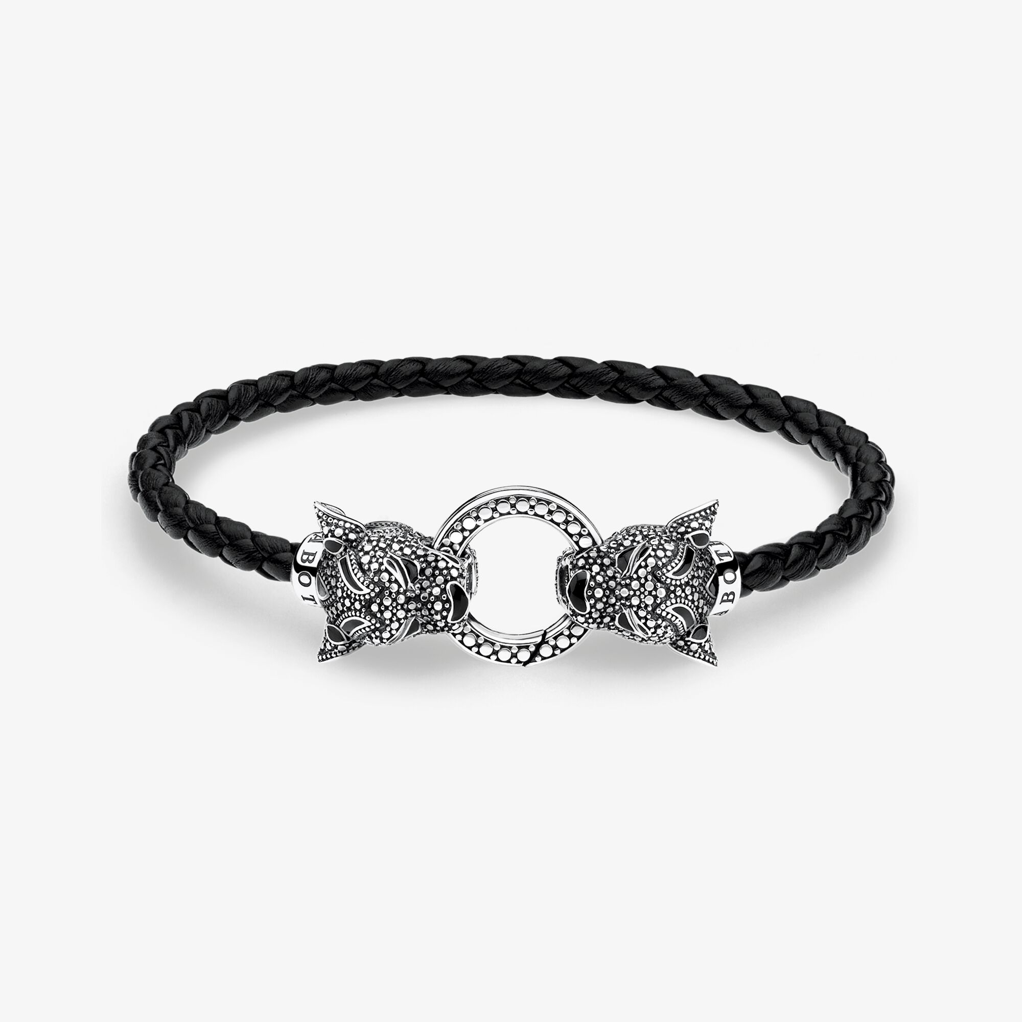 THOMAS SABO Lederarmband Black Cat, Sterlingsilber | Leder, Größe: 19 cm, Unisex