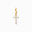 Colgante Charm letra T con piedras blancas chapado en oro de la colección Charm Club en la tienda online de THOMAS SABO