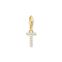 Charm pendant letter T with white stones gold plated from the Charm Club collection in the THOMAS SABO online store