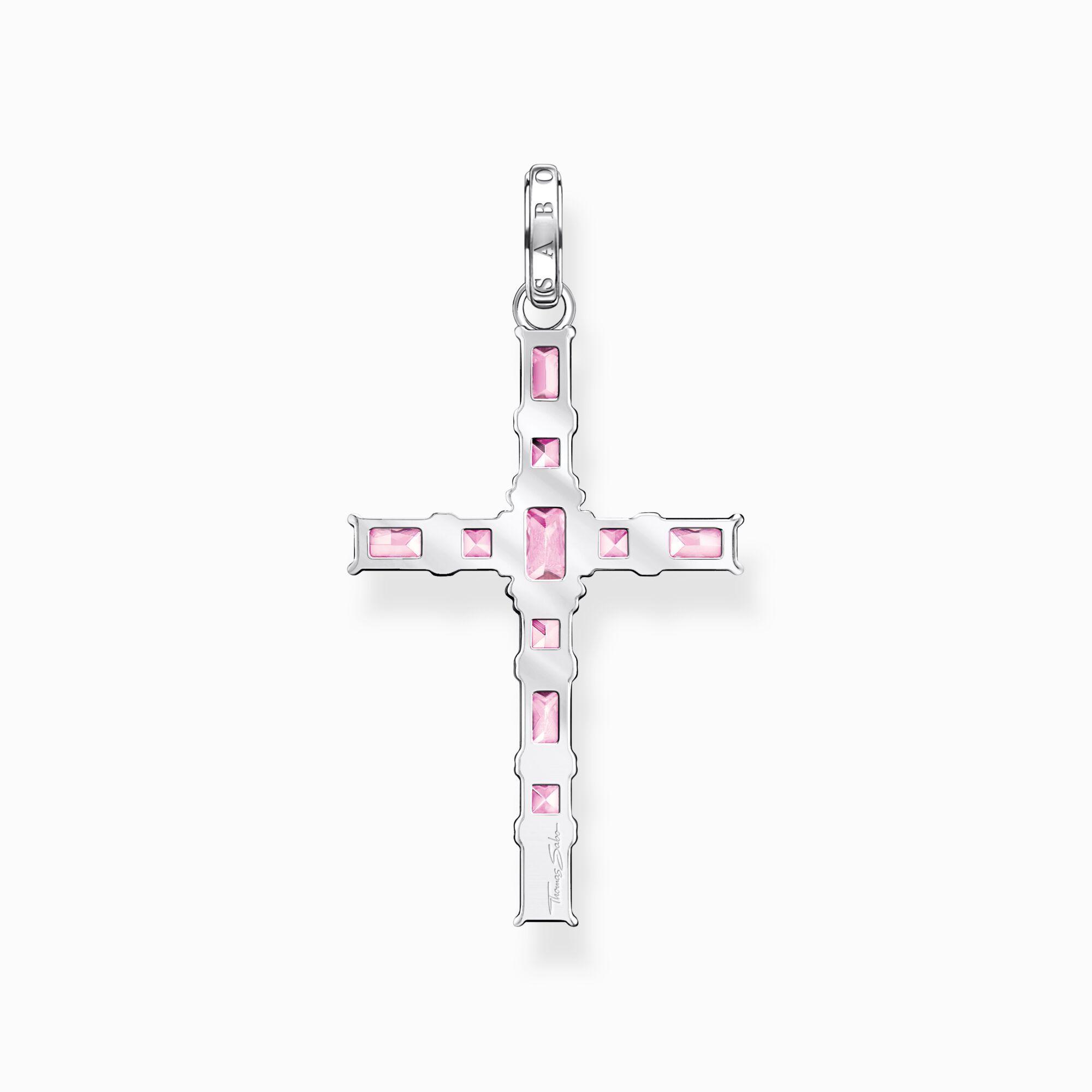 Kreuzanhänger mit pinkfarbenen Steinen, Silber THOMAS | SABO