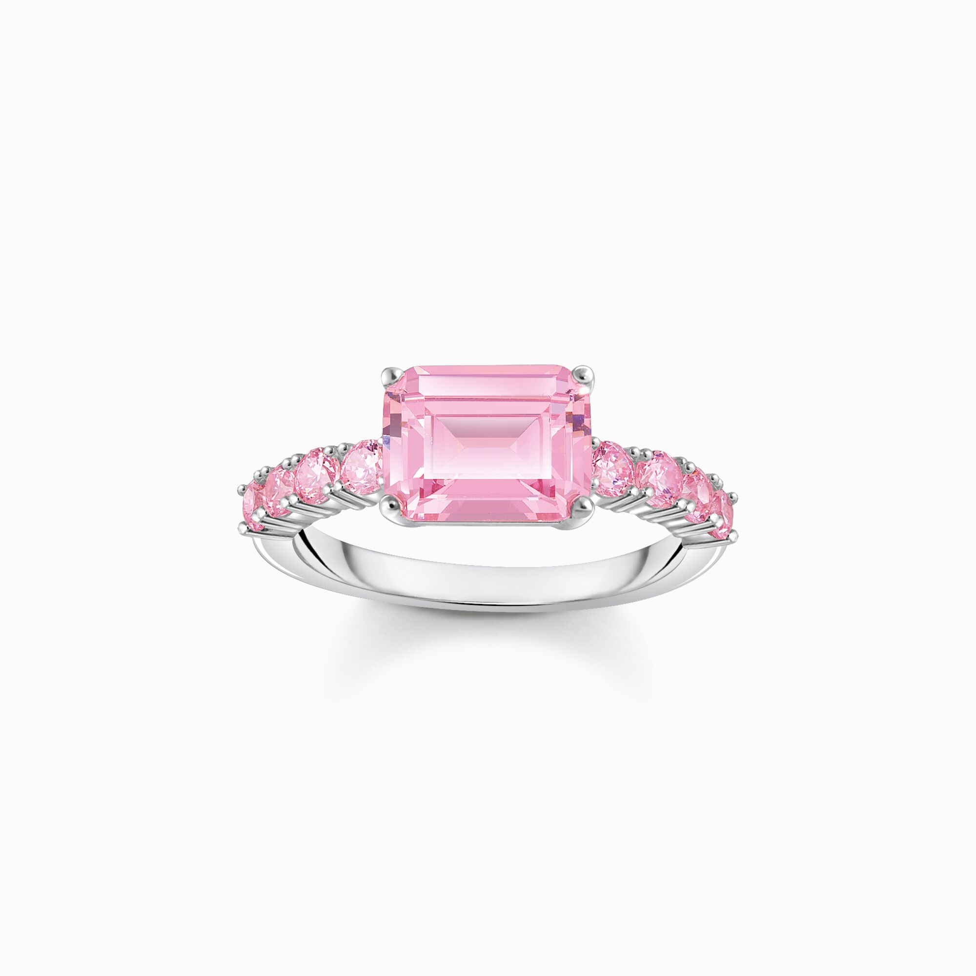 Silver solitaire ring with pink zirconia stones from the  collection in the THOMAS SABO online store