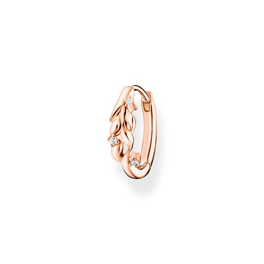 Single hoop earring leaves with white stones rosegold from the Charming Collection collection in the THOMAS SABO online store
