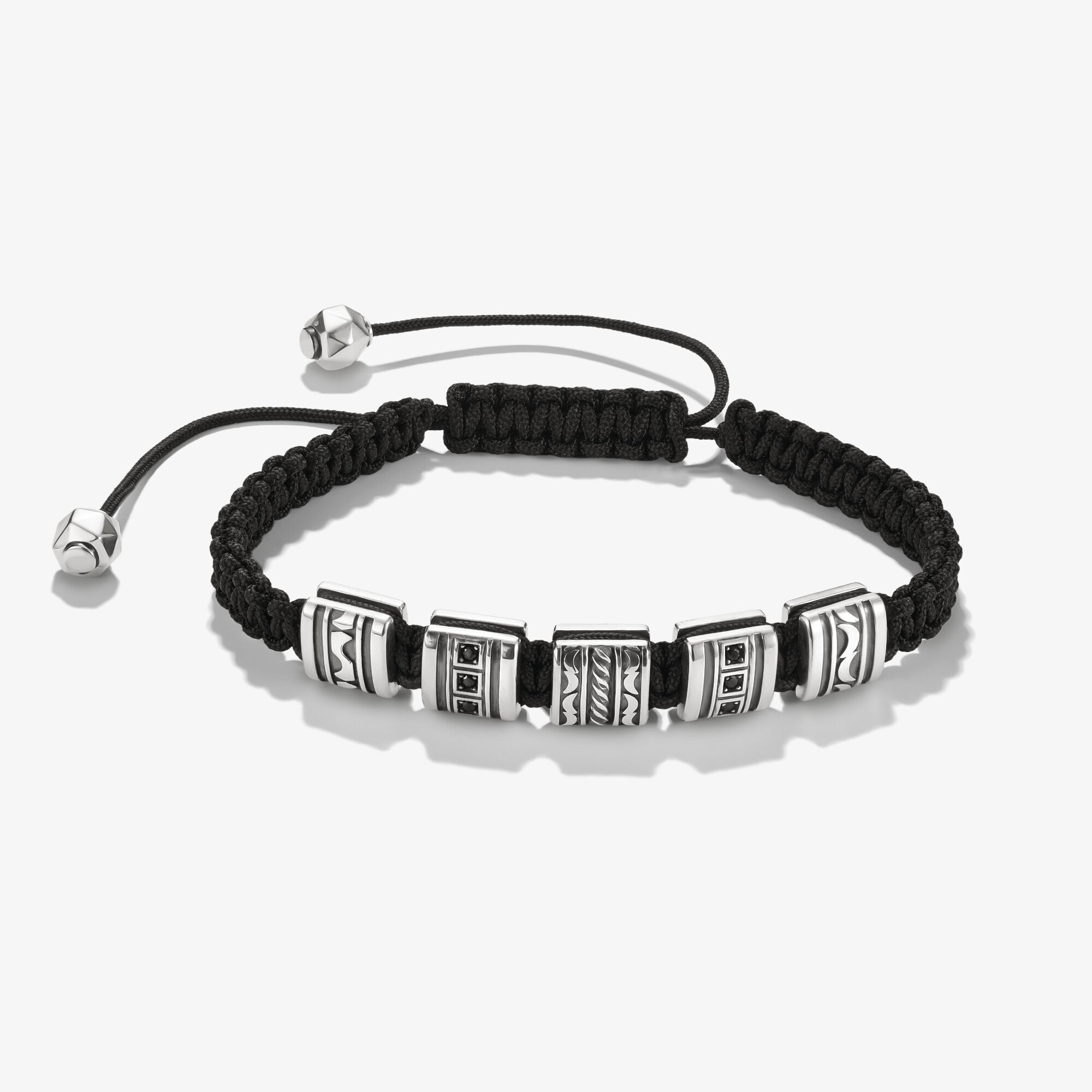 THOMAS SABO Bracelet macramé zirconium noir argent Argent sterling, Taille: L27V, pour homme