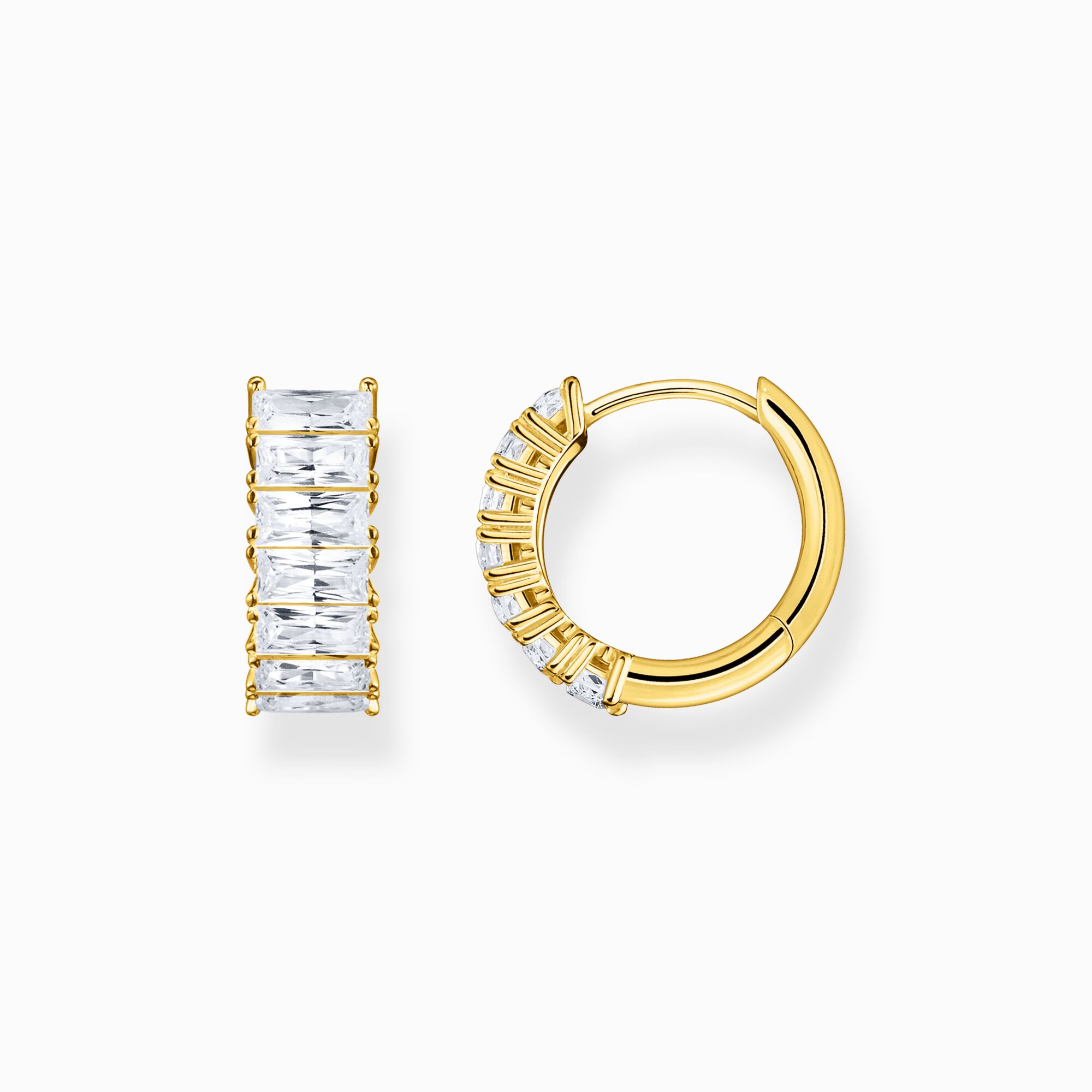 Hoop earrings with white stones pav&eacute; gold plated from the  collection in the THOMAS SABO online store