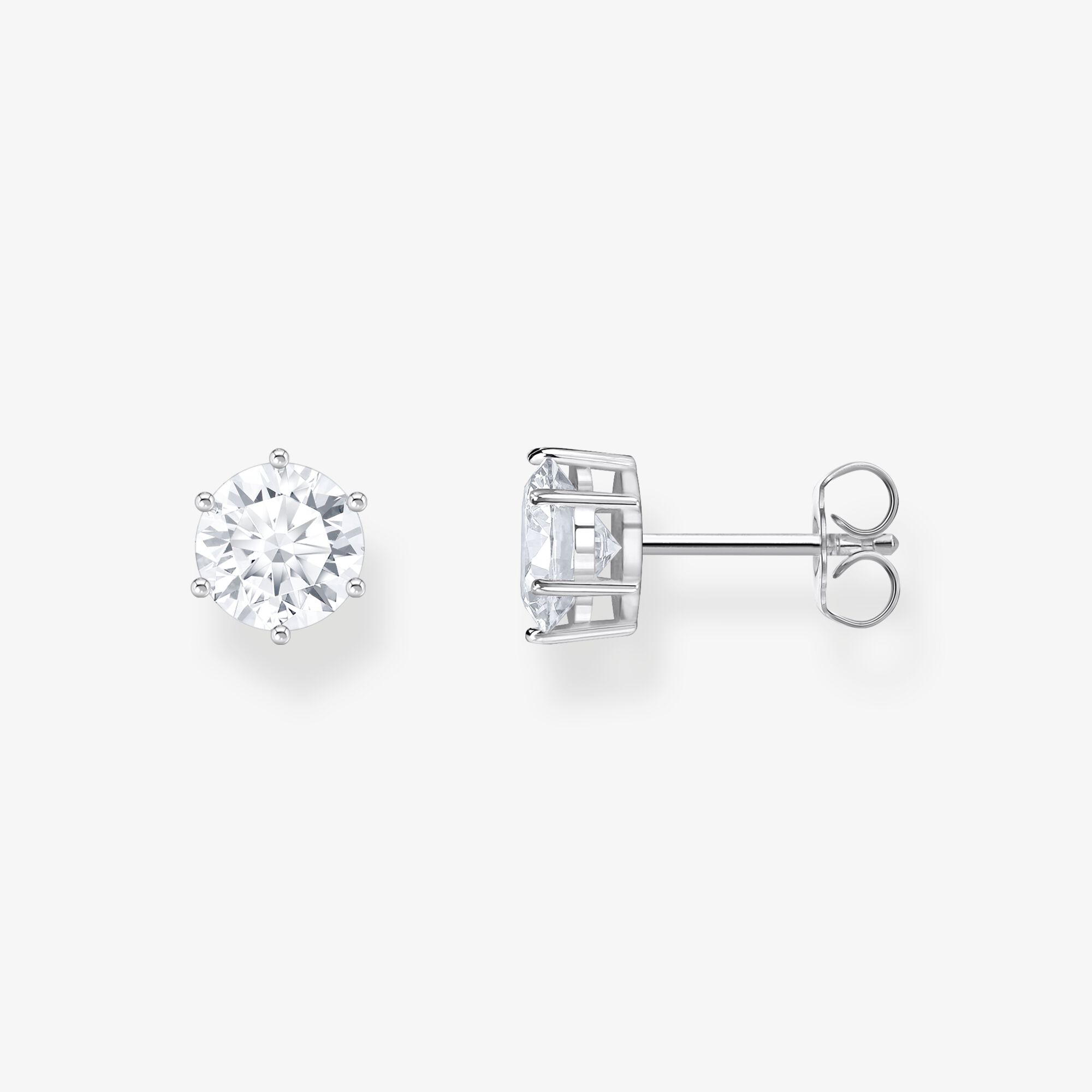 THOMAS SABO Ohrstecker mit großem, weißem Stein Silber, Sterlingsilber, Größe: one size, Damen