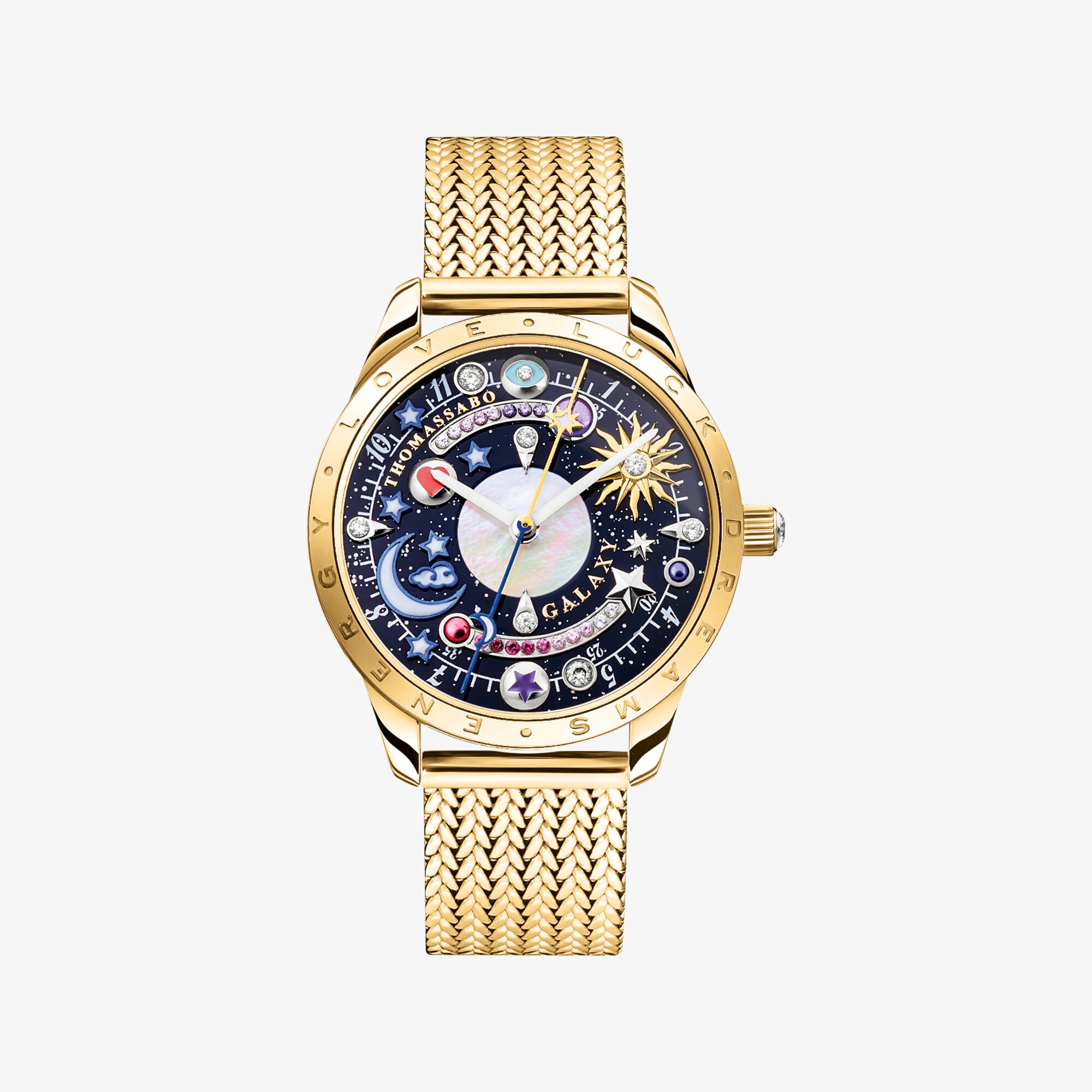 THOMAS SABO Uhr Cosmic Amulet mit Zifferblatt in Dunkelblau gelbgoldfarben, Edelstahl, Größe: 33 MM, Unisex