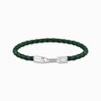 Silver bracelet with braided, green leather from the  collection in the THOMAS SABO online store