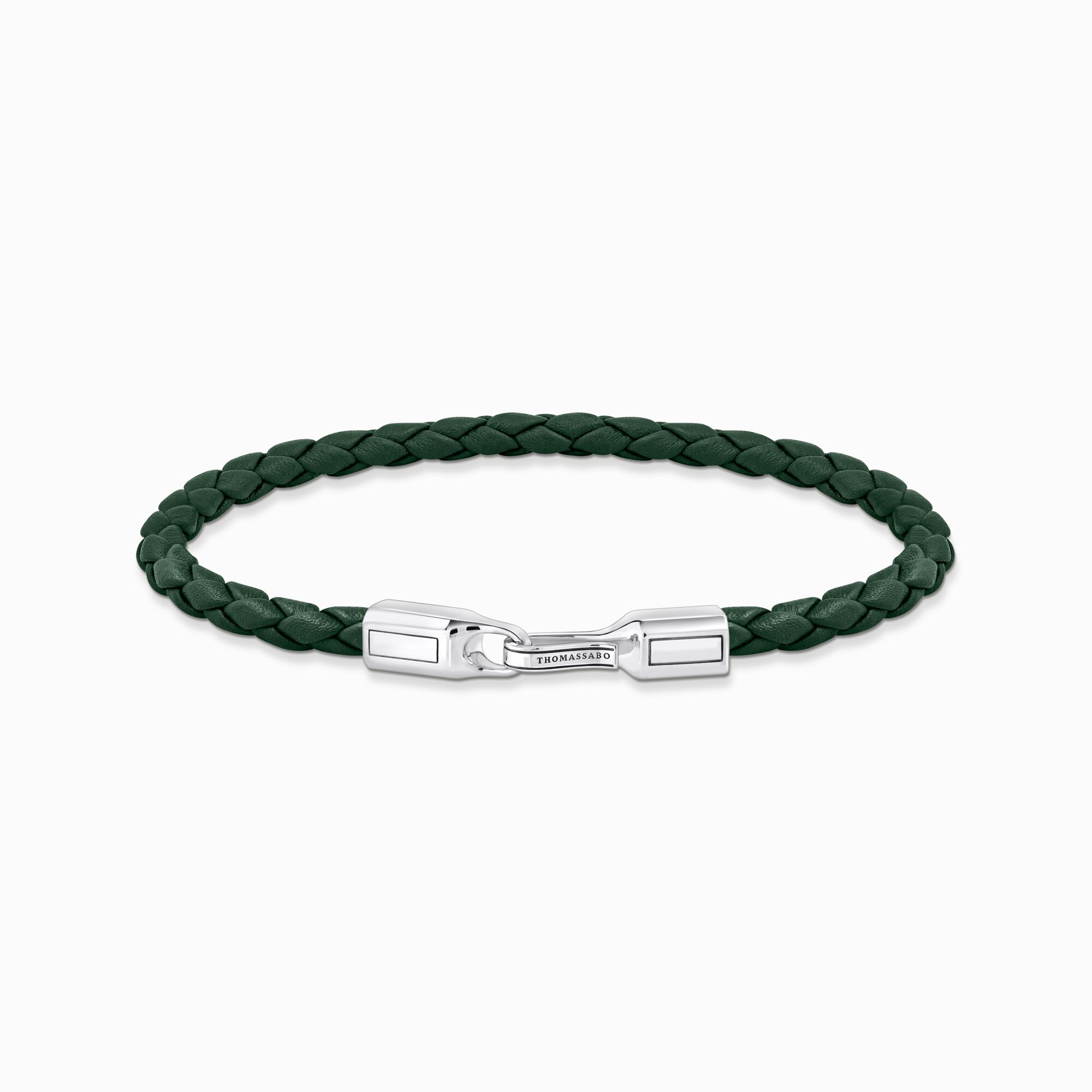 Silver bracelet with braided, green leather from the  collection in the THOMAS SABO online store