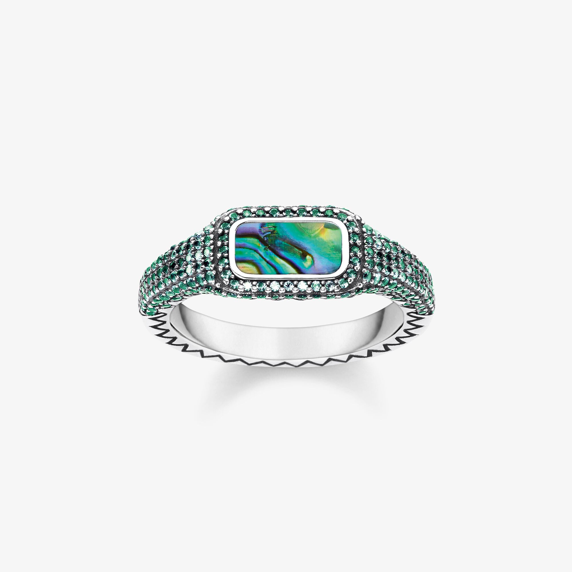 THOMAS SABO Ring färgspel grönt, 925 sterlingsilver, svärtat, Storlek: 54, för damer