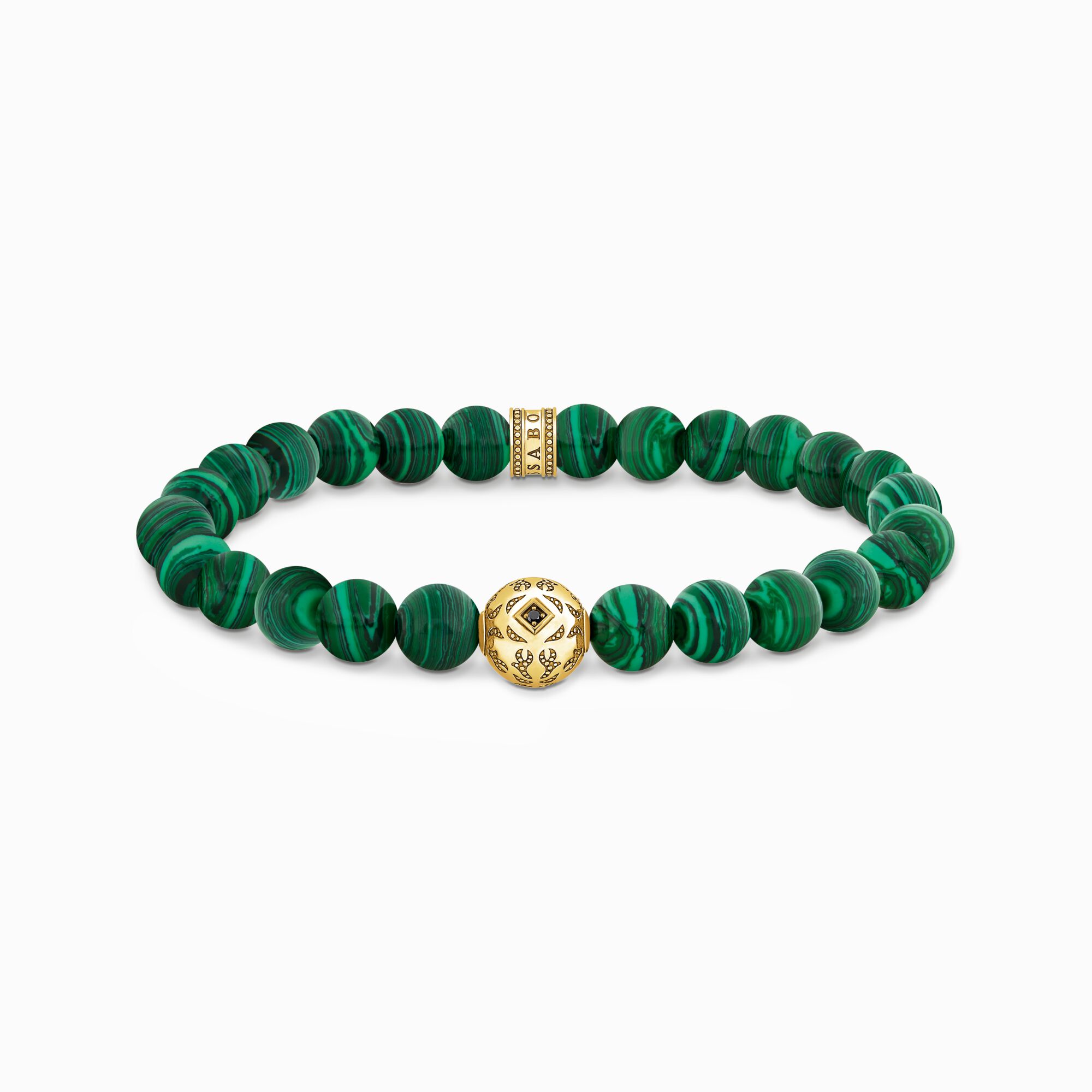 Gold-plated beads bracelet with green malachite from the  collection in the THOMAS SABO online store