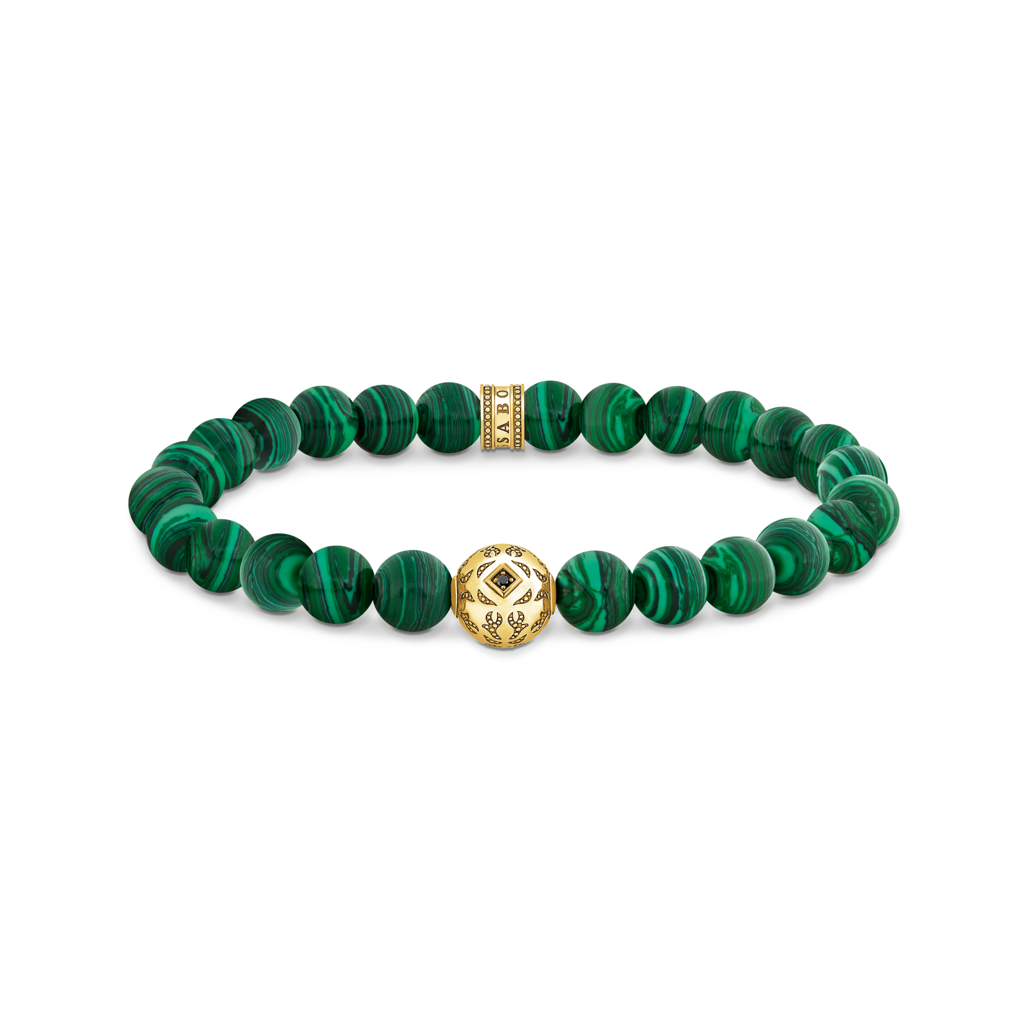 Thomas Sabo Beads-Armband aus grünen Steinen vergoldet grün A2145-140-6-L16