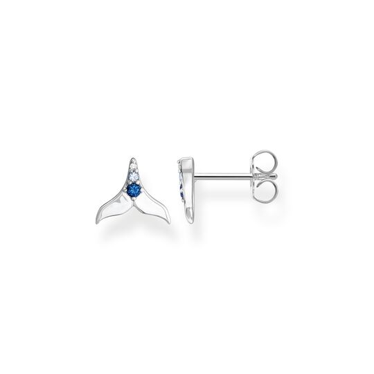 Ear studs tail fin with blue stones from the  collection in the THOMAS SABO online store