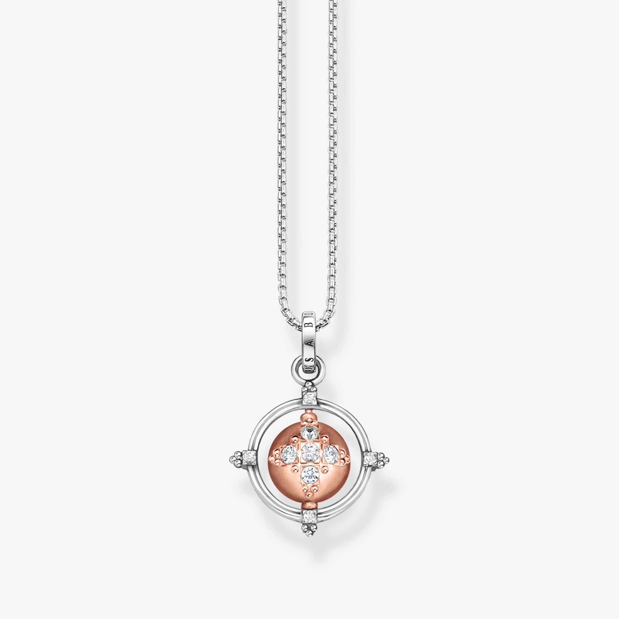 THOMAS SABO Chaîne boule avec croix or rose, Argent sterling doré or rose, Taille: 45 cm, femme